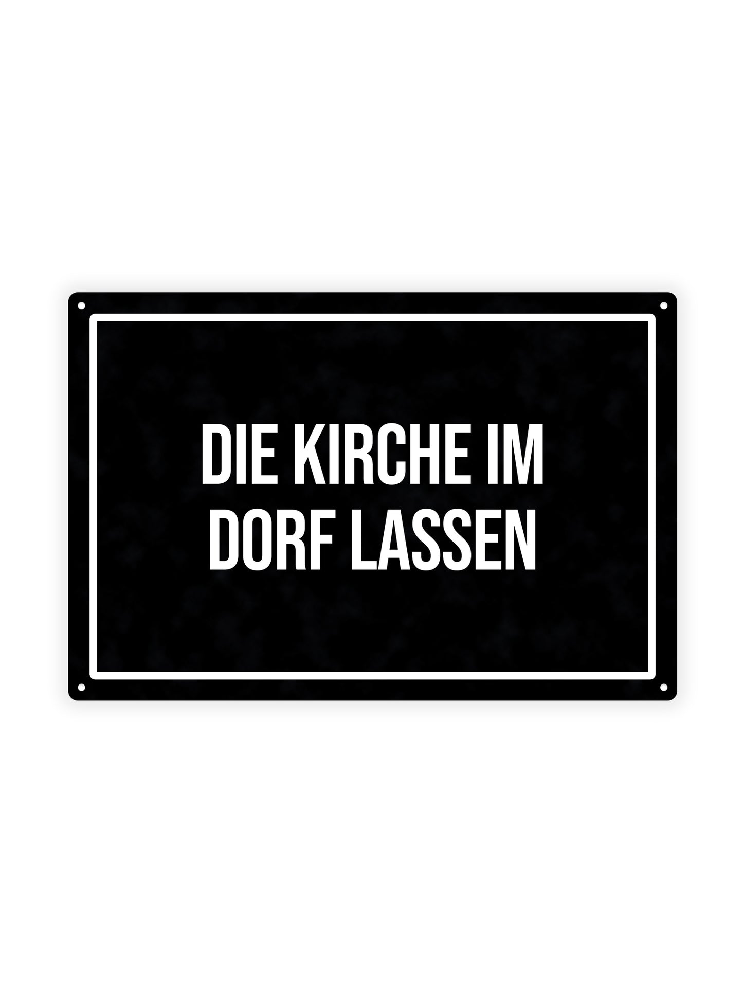 Die Kirche im Dorf Lassen – Blechschild