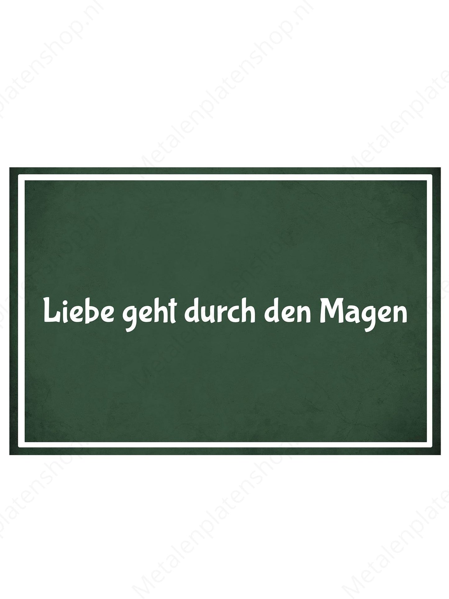 Metall Wandschild - Liebe geht durch den Magen - Deutsch
