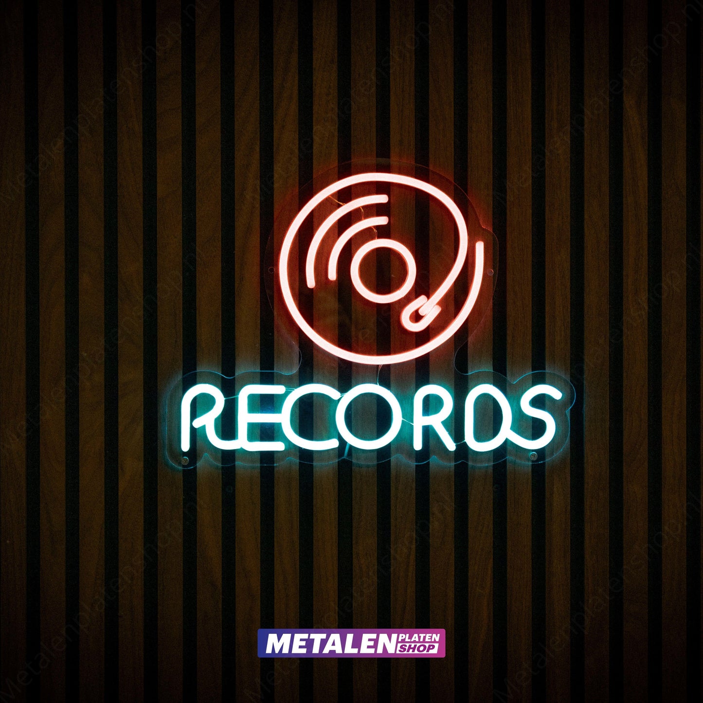 Vinyl-Schallplatten - Neonschild - LED