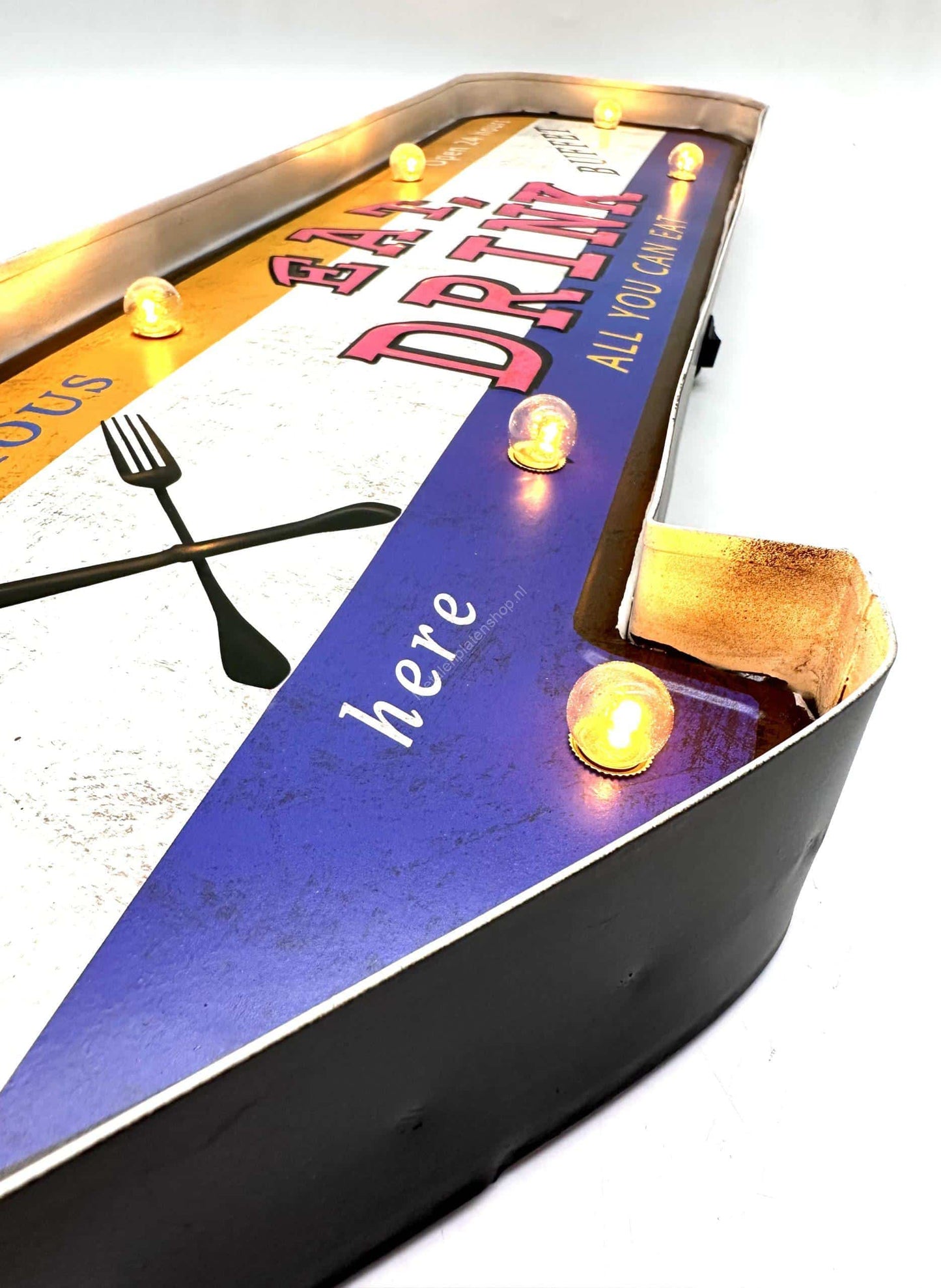 Metall-Lichtschild – Eat & Drink Buffet – LED-Beleuchtung