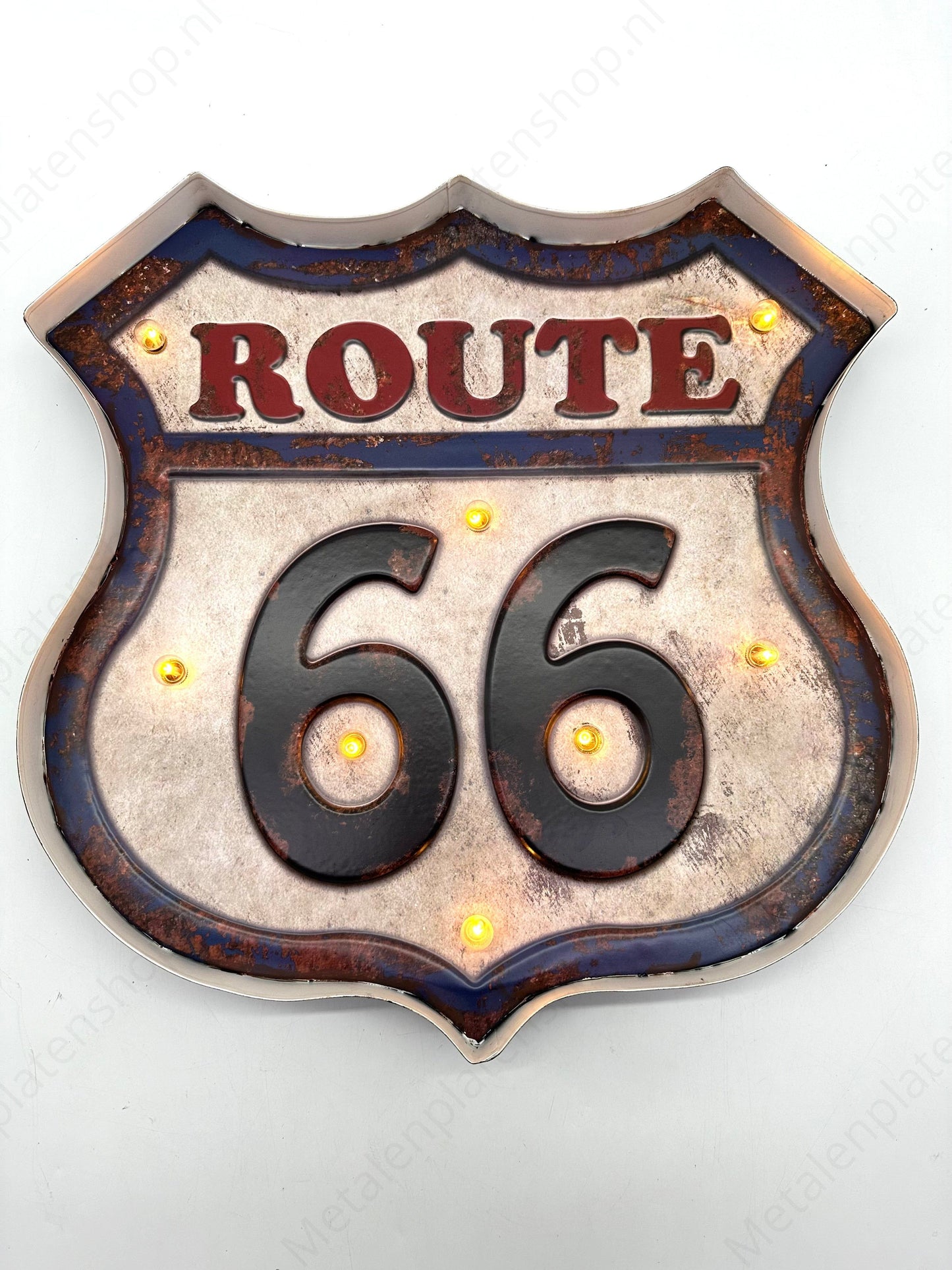 Metal Light Sign - Route 66 - LED lighting