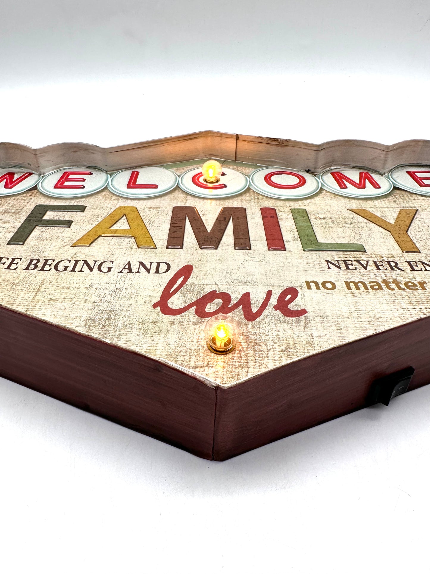Metal Light Sign - Welcome Family - LED lighting