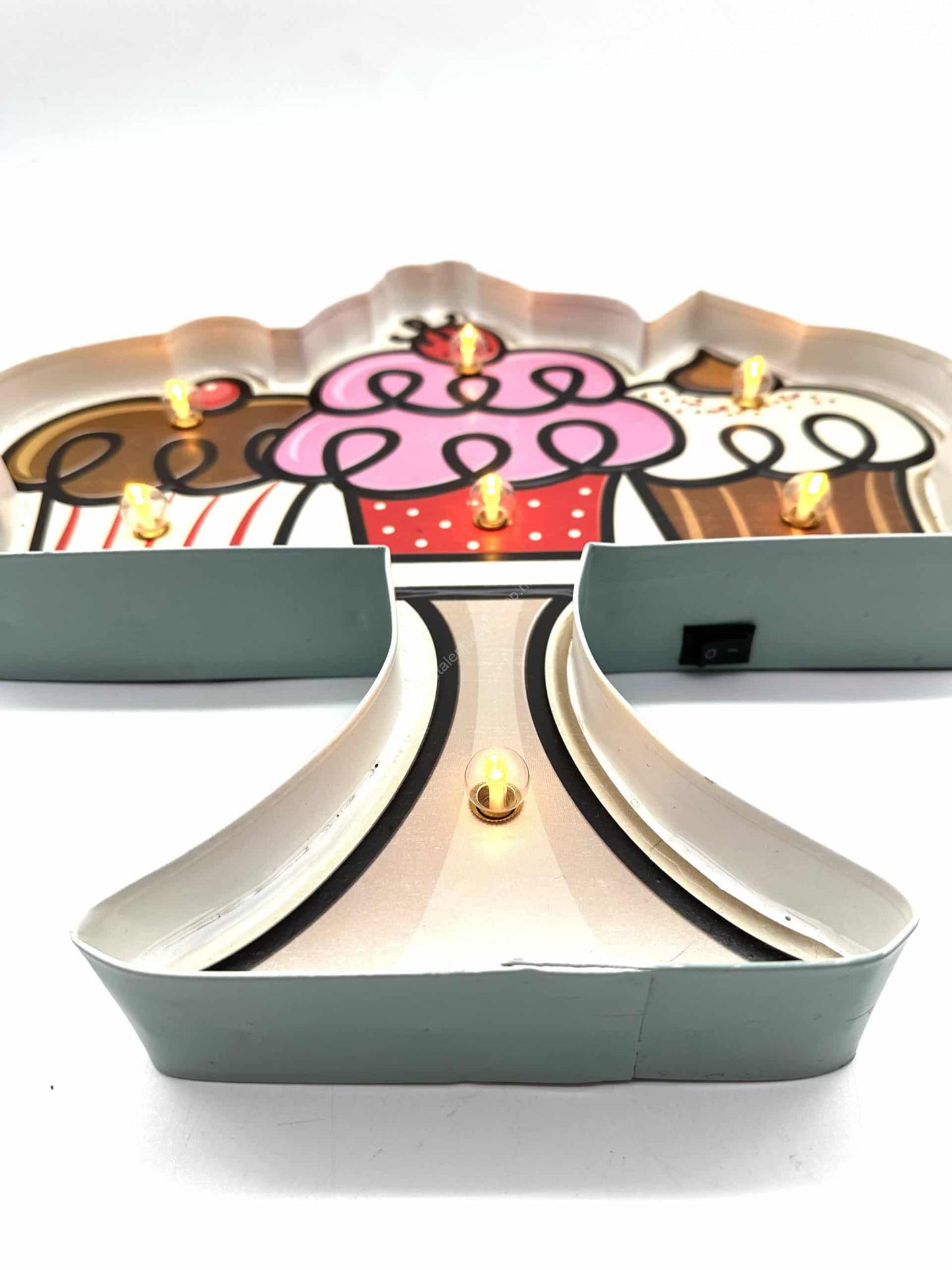 Metall-Lichtschild – Cupcake – LED-Beleuchtung