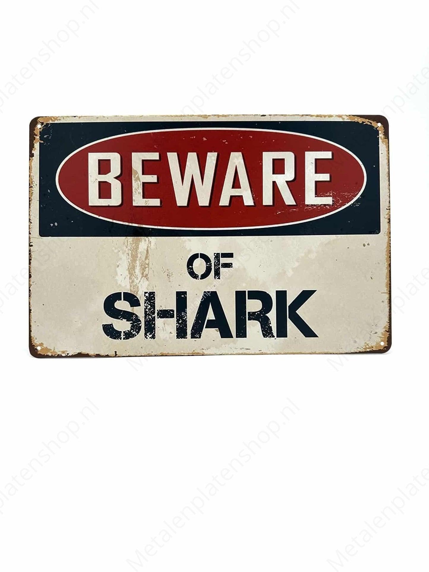 Warning Beware of the Shark - Metal Wall Sign