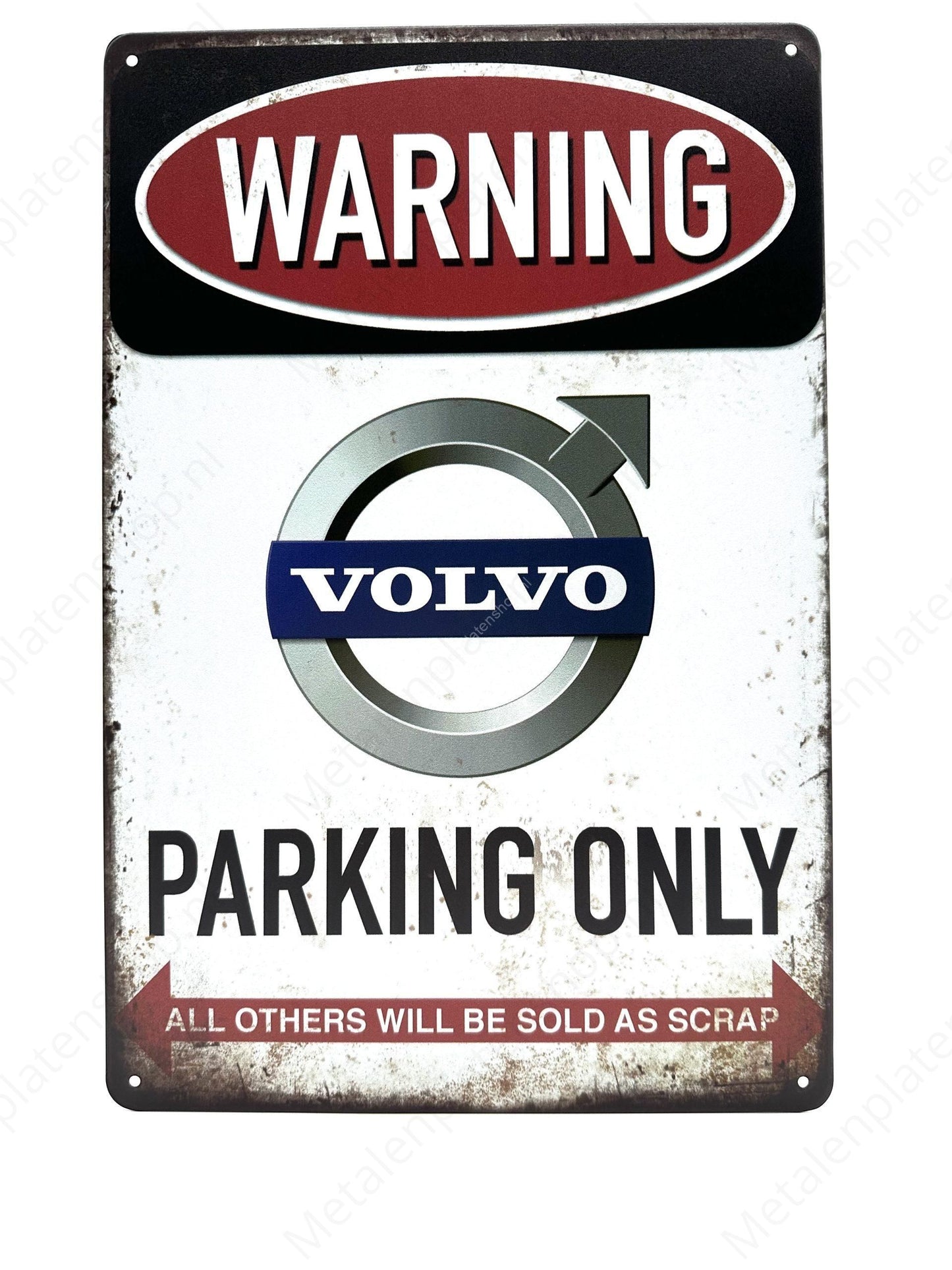 Warning Volvo Parking Only - Metalen Wandbord