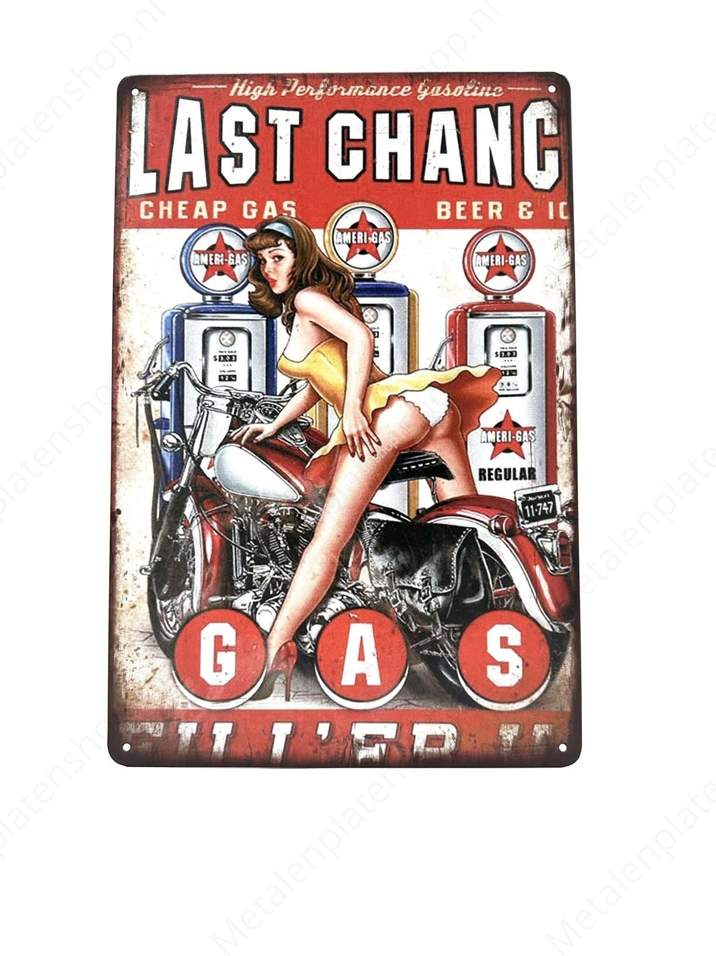 Last Chance Gas Station - Metal Wall Sign