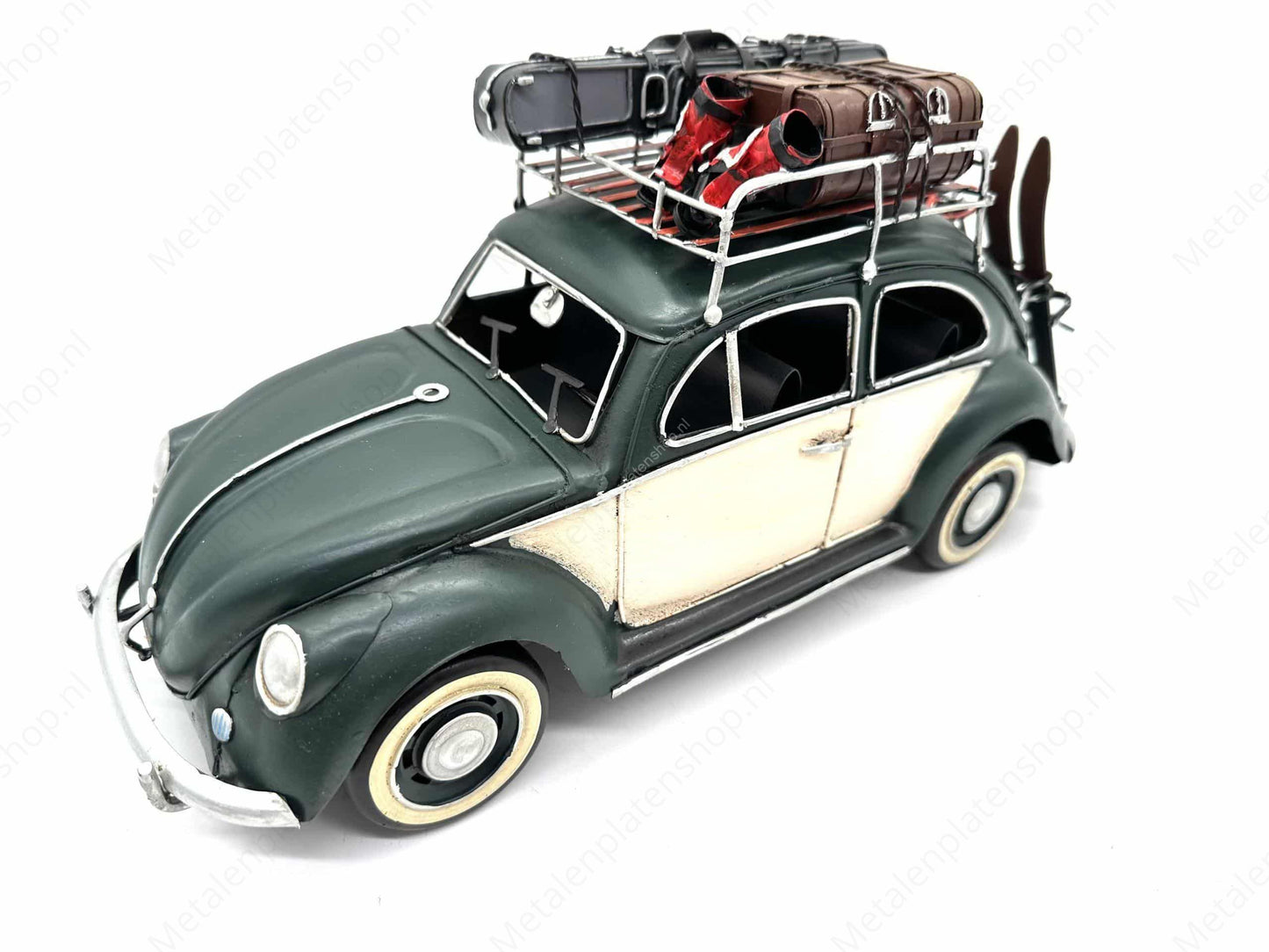 Volkswagen Beetle with luggage - Metal Vehicle Decoration - 33cm
