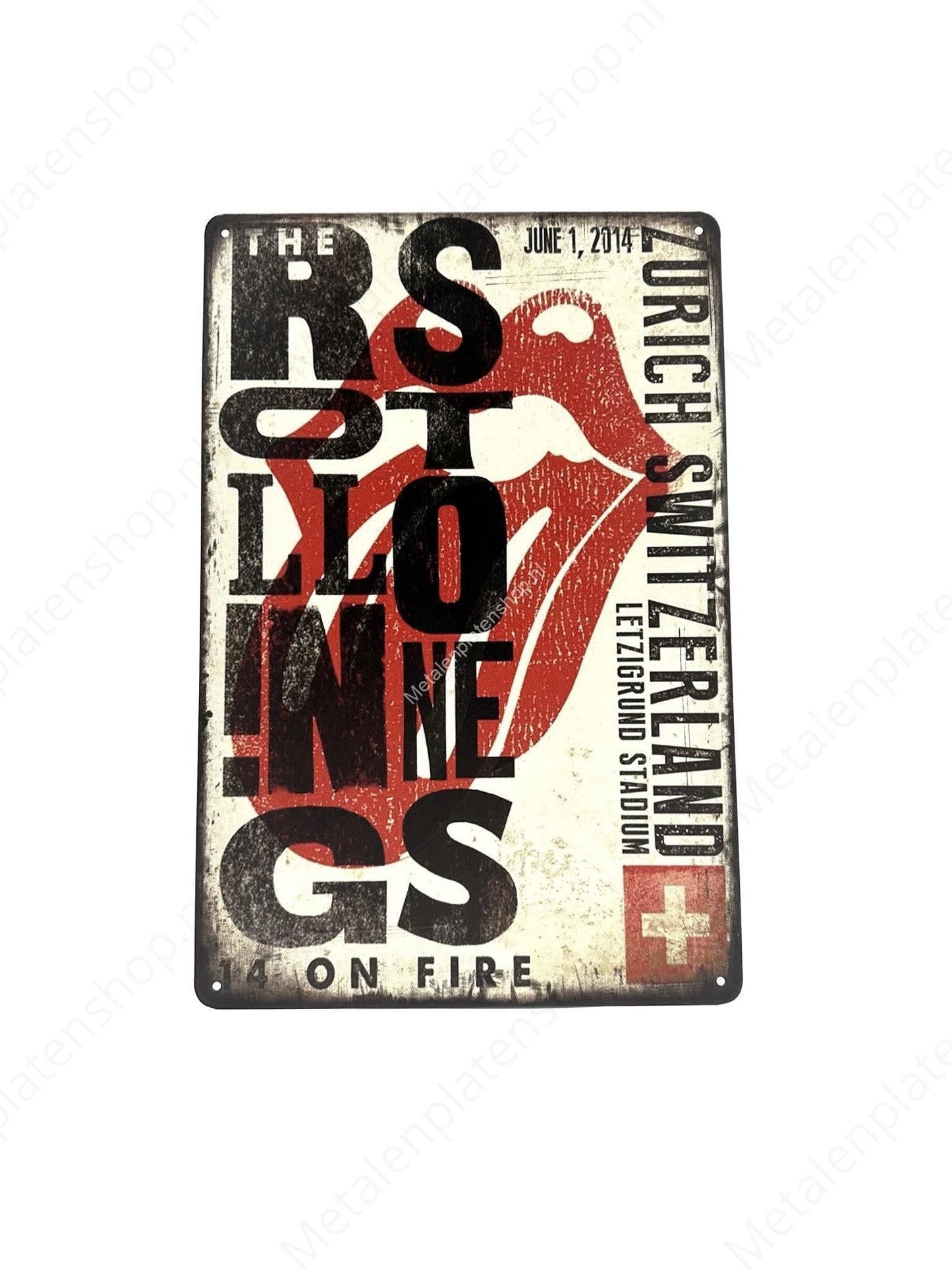 Rolling Stones - 14 on fire - Music - Metal Wall Sign