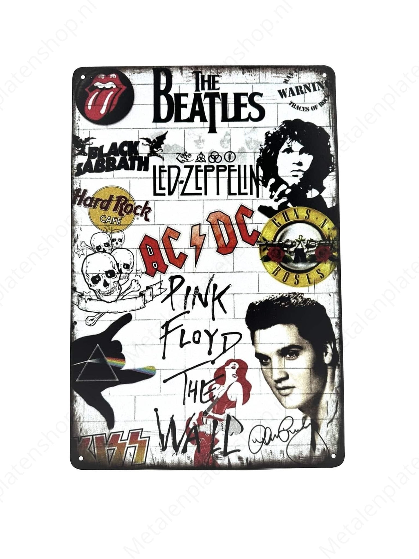 The Beatles - Led Zeppelin - AC/DC - Pink Floyd - Music - Metal Wall Sign