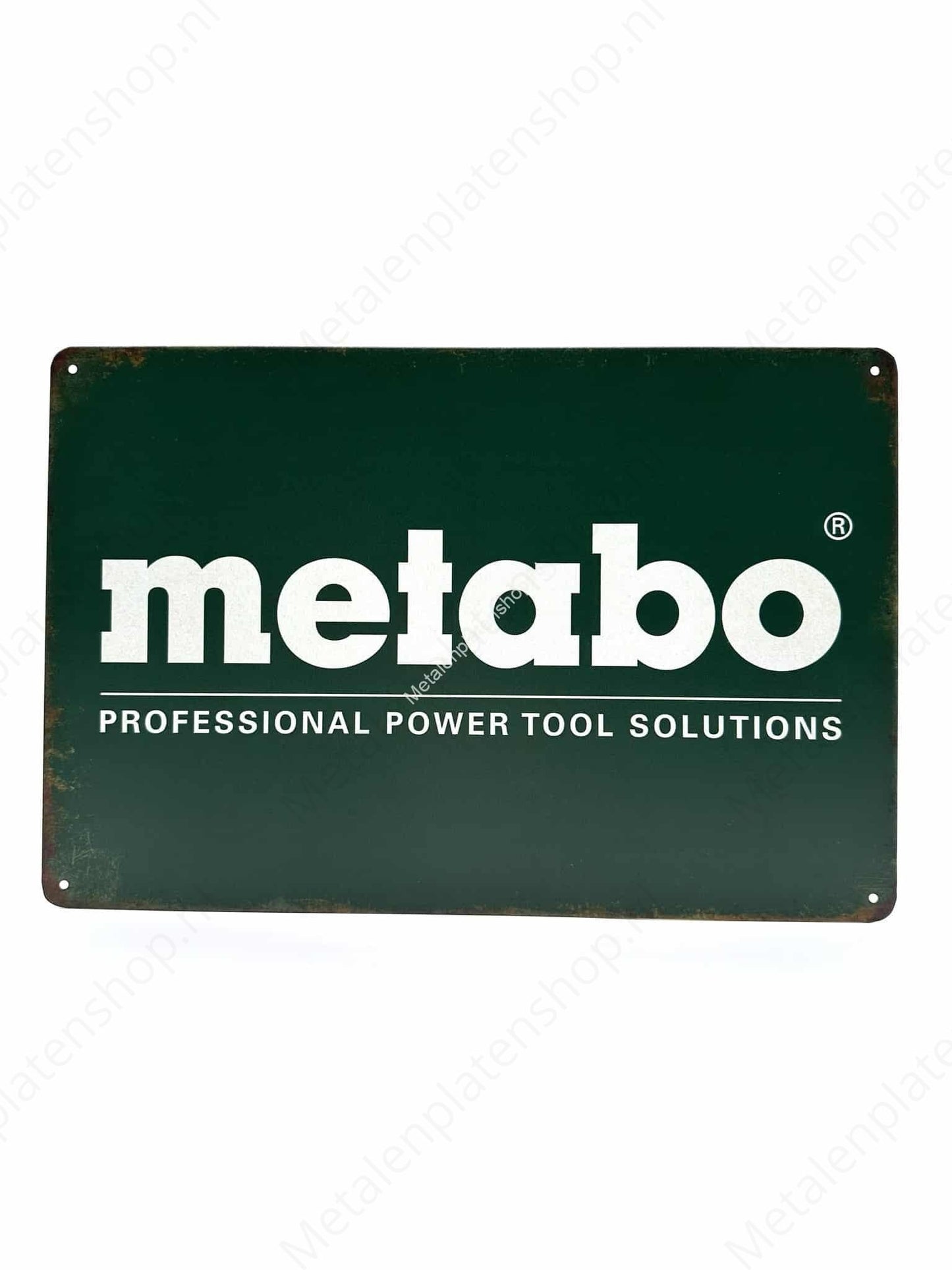 Metabo – Professionelle Lösungen für Elektrowerkzeuge – Metallwandschild