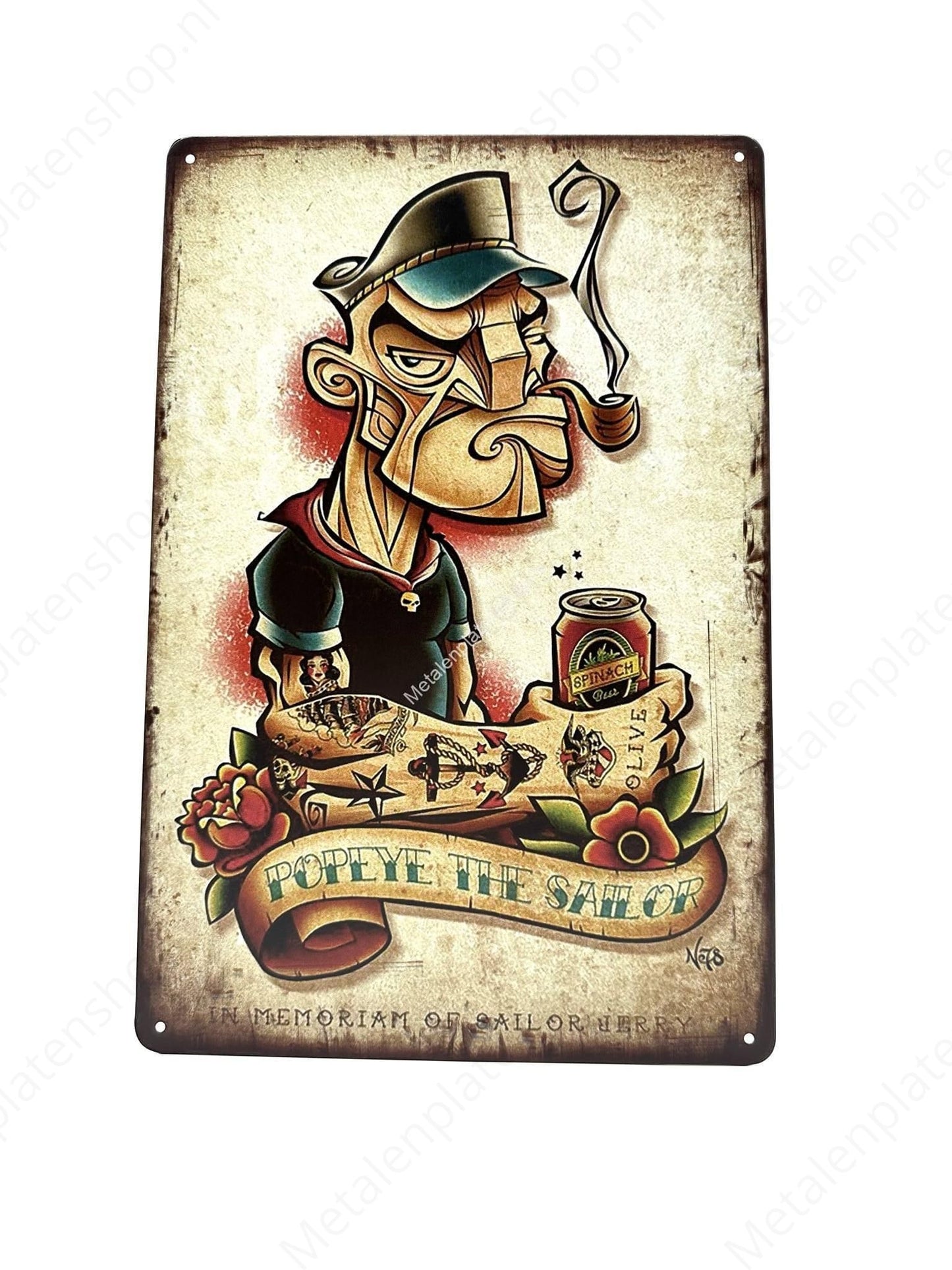 Popeye der Seemann - Metallwandschild