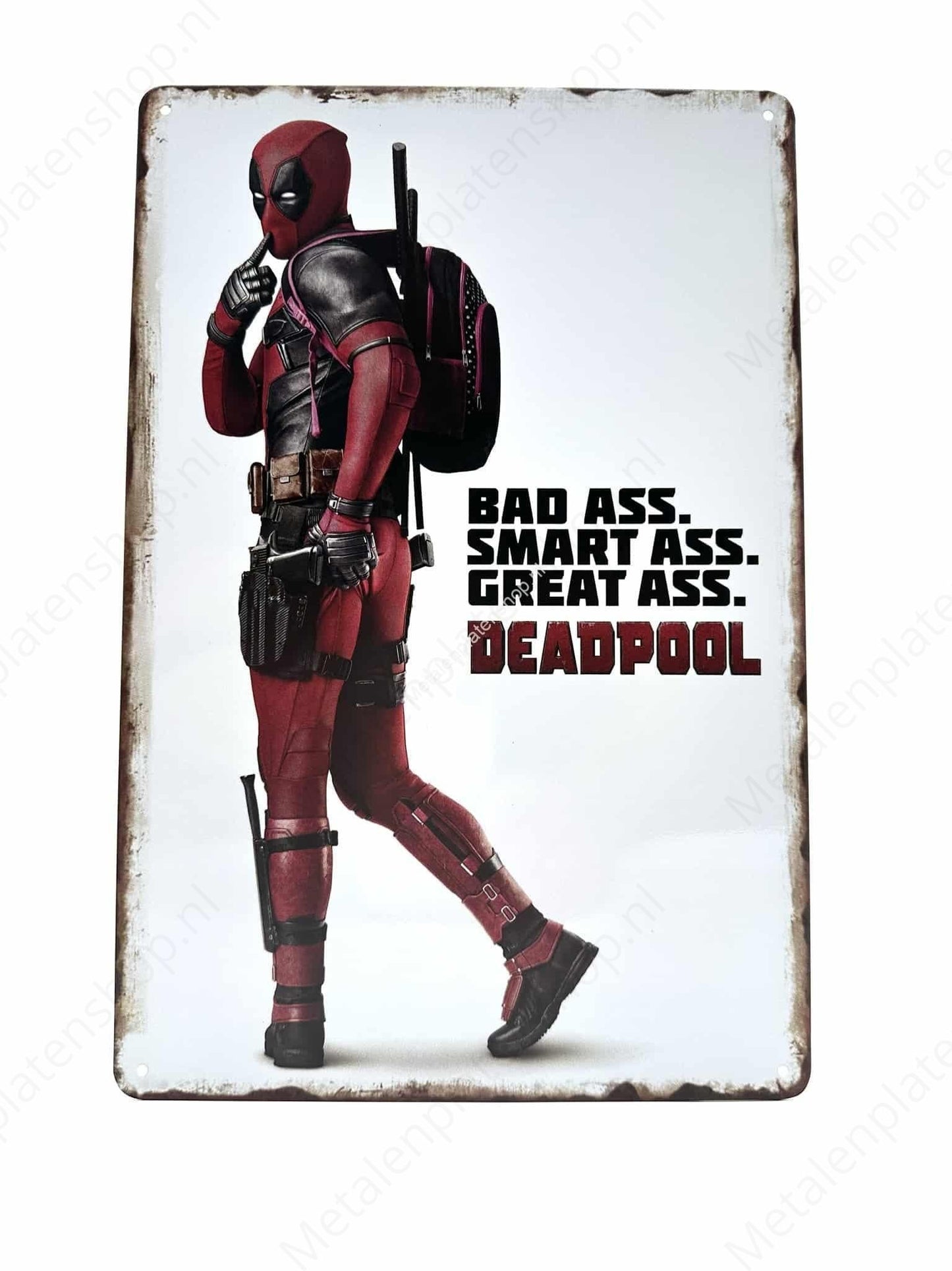 Deadpool - Bad Ass, Smart Ass, Great Ass - Metal Wall Sign