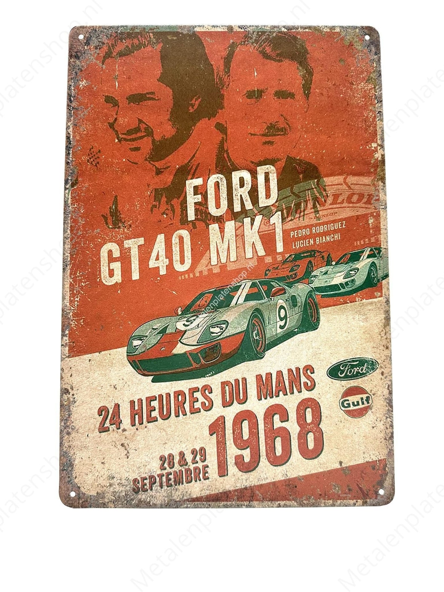 Ford GT40 MK1 - 24 Hours of Mans - 1968 - Metal Wall Sign