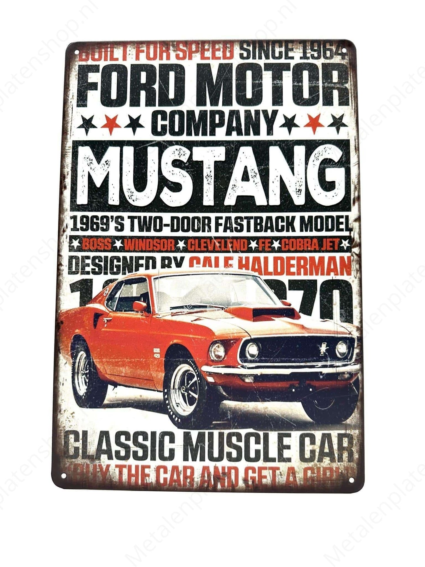 Ford Motor Company – Mustang – 1969 – Metallwandschild