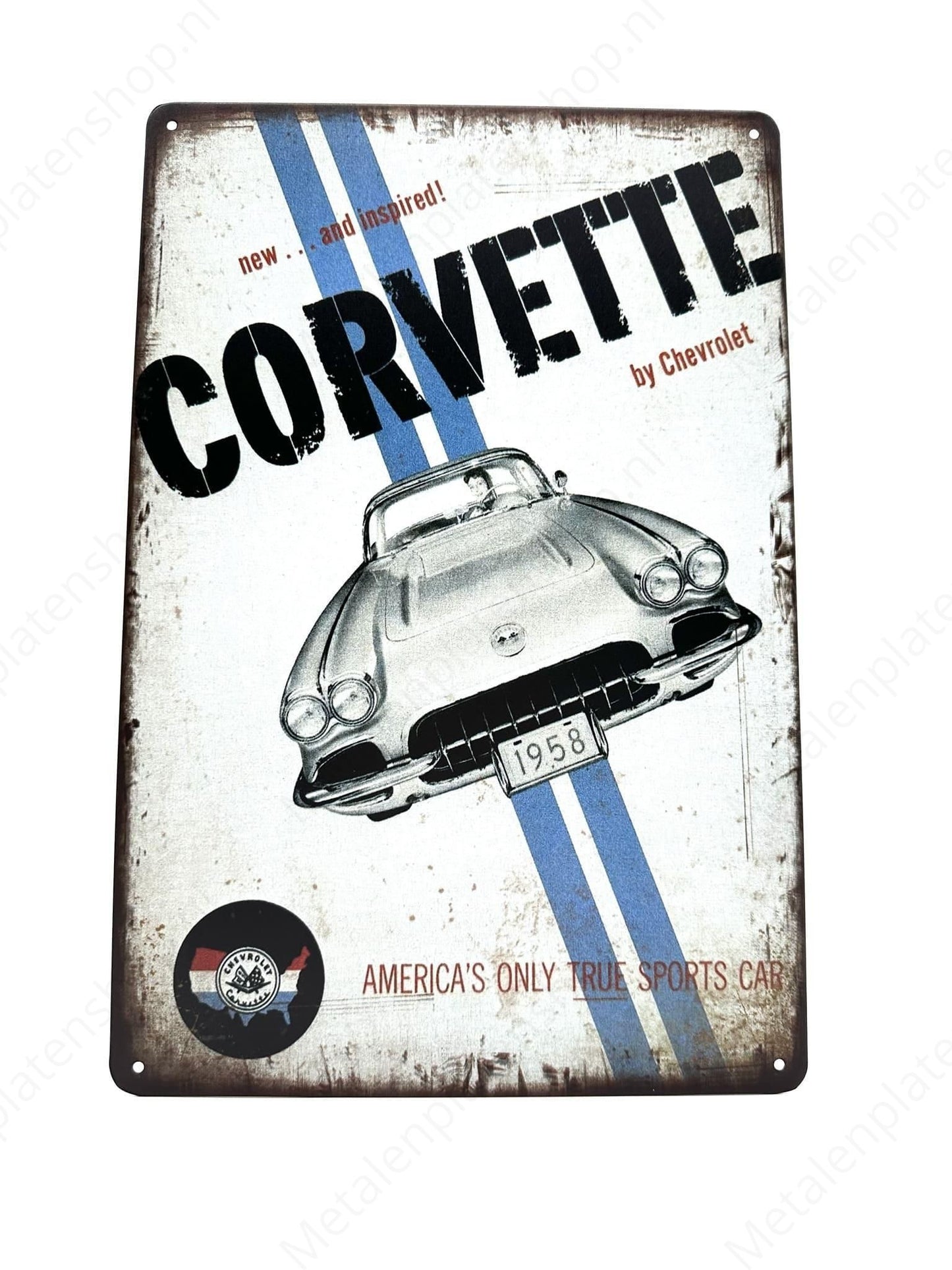 Corvette - Americas only true sports car - Metal Wall Sign