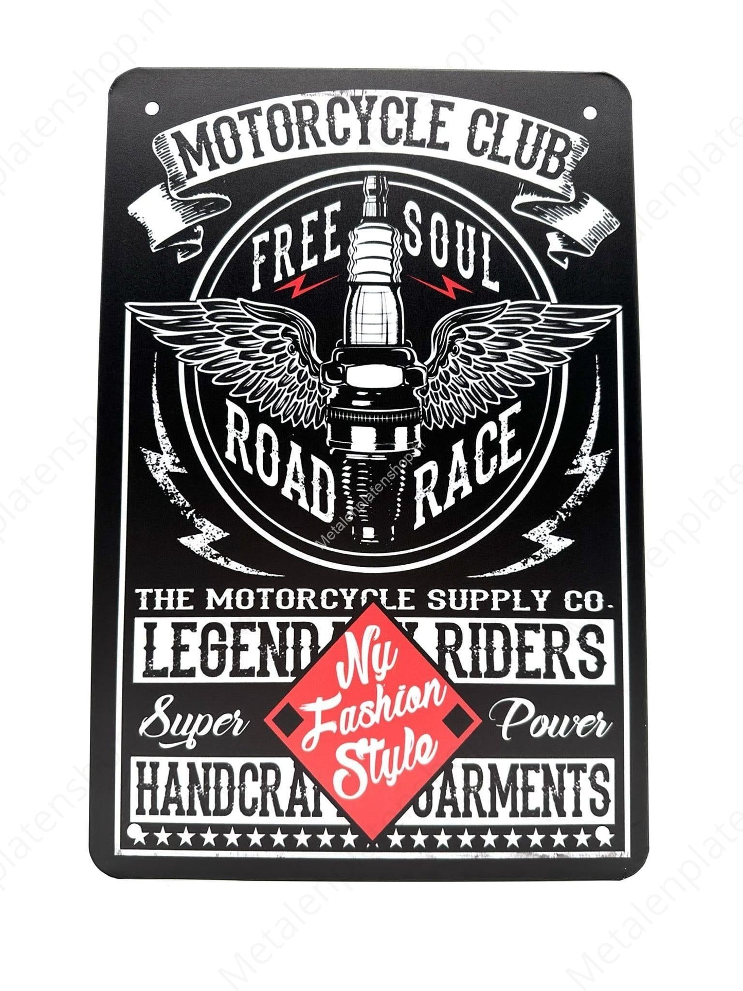Motorradclub – Free Soul – Road Rage – Motorräder – Metall-Wandschild