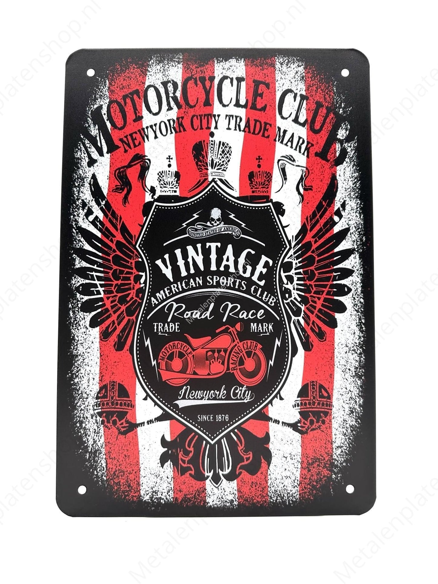 Motorradclub – New York City – Vintage American Sports Club – Motorräder – Blechschild
