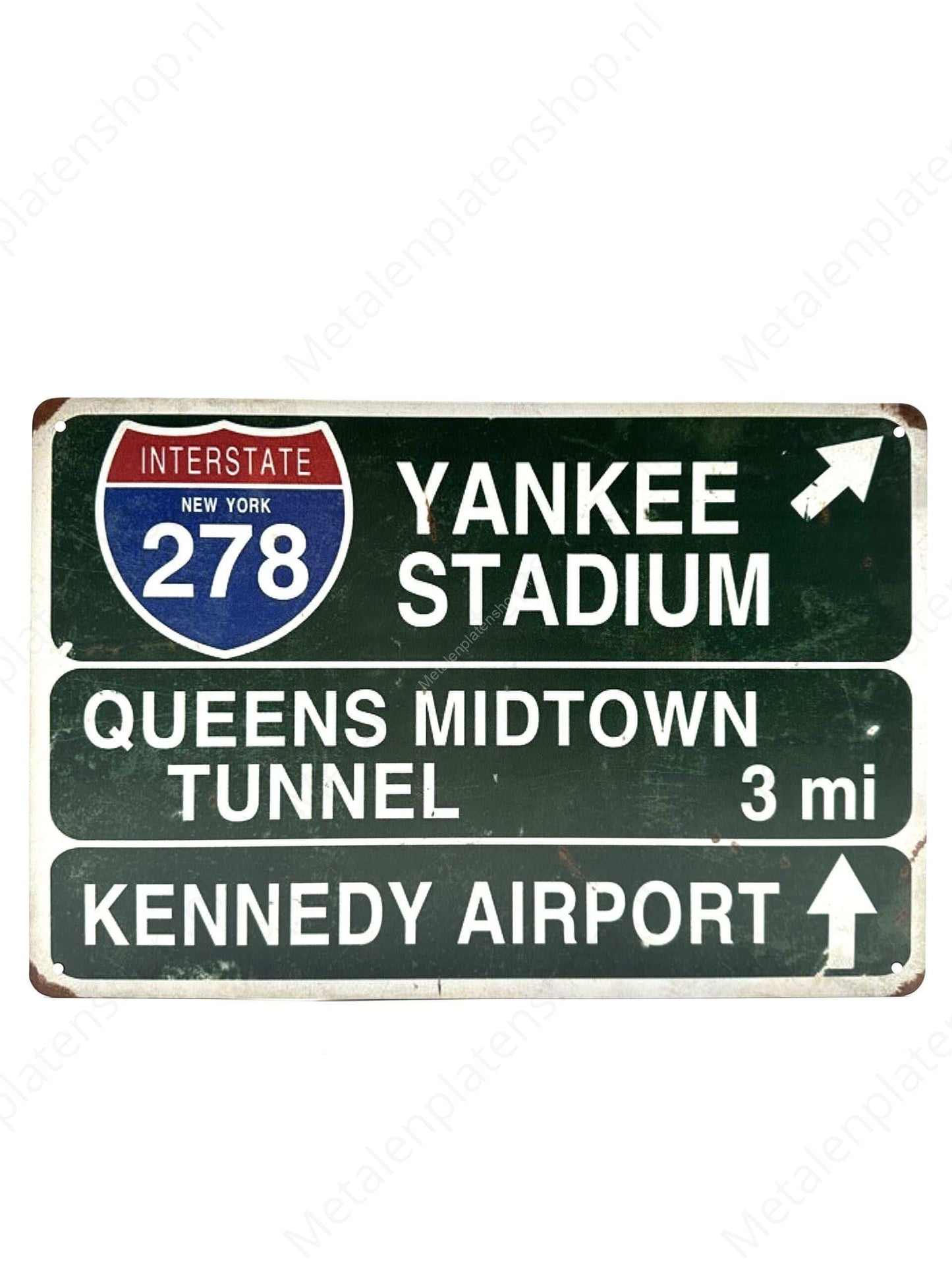 American Road Sign - Yankee Stadium - Kennedy Airport - Metal Wall Sign