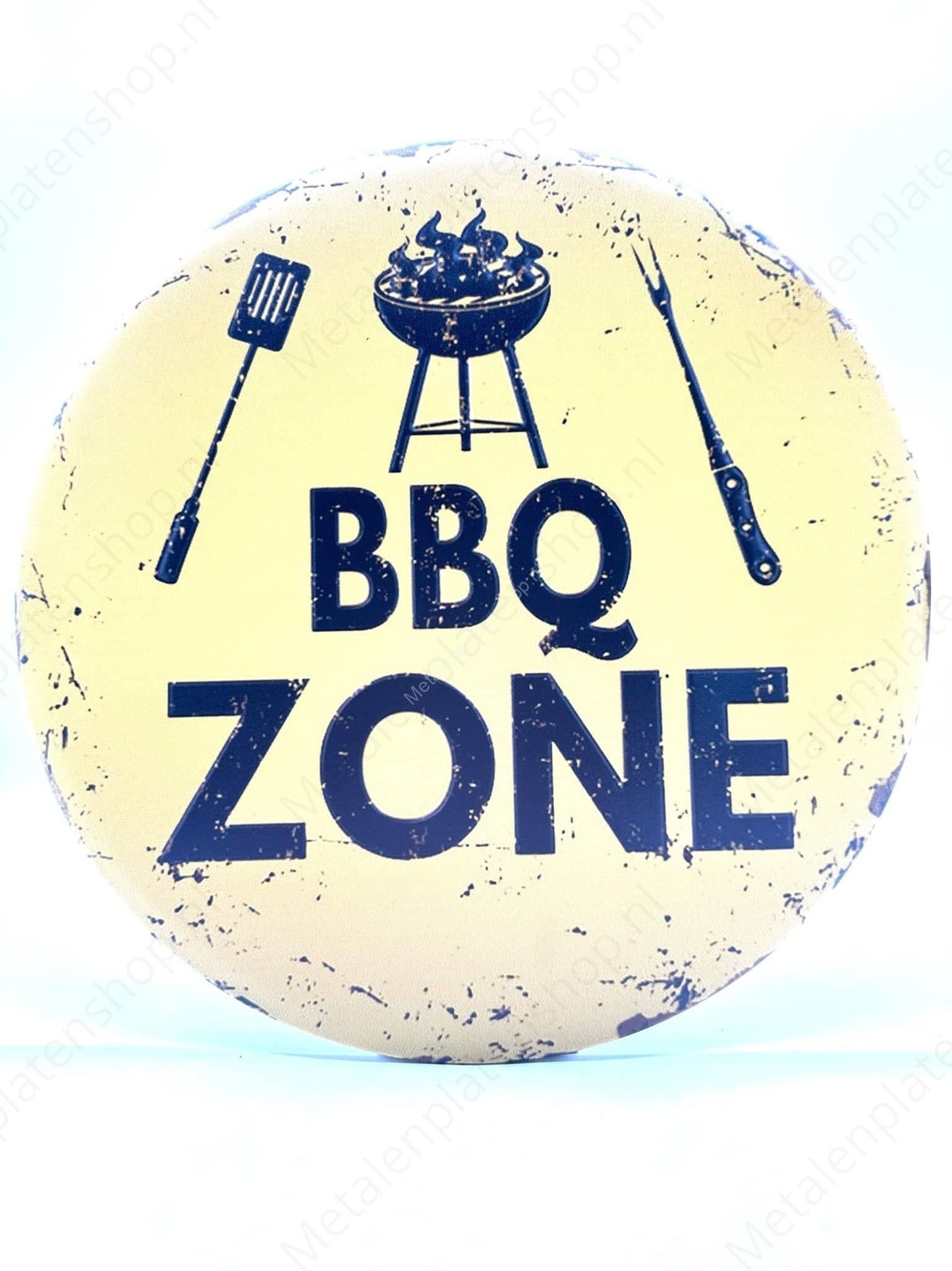 BBQ ZONE - Round - Metal Wall Sign