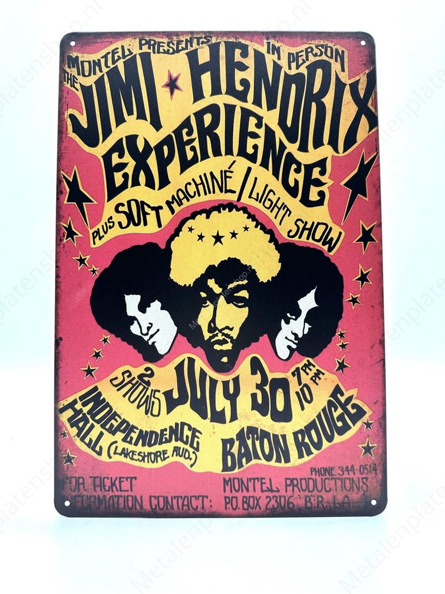 Jimi Hendrix Experience - Baton Rouge - Metal Wall Sign