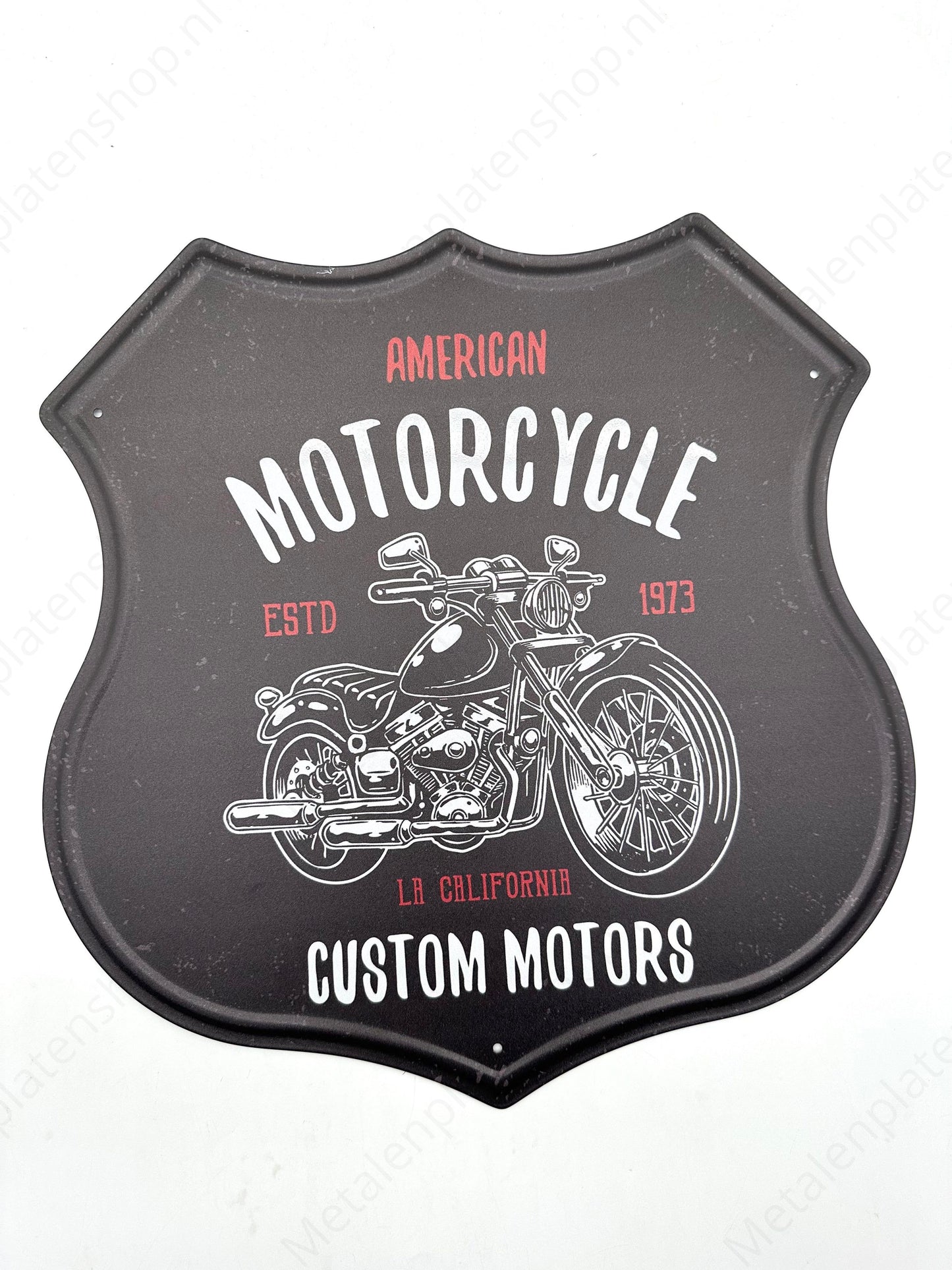 Amerikanisches Motorrad - Schild im Route 66-Stil