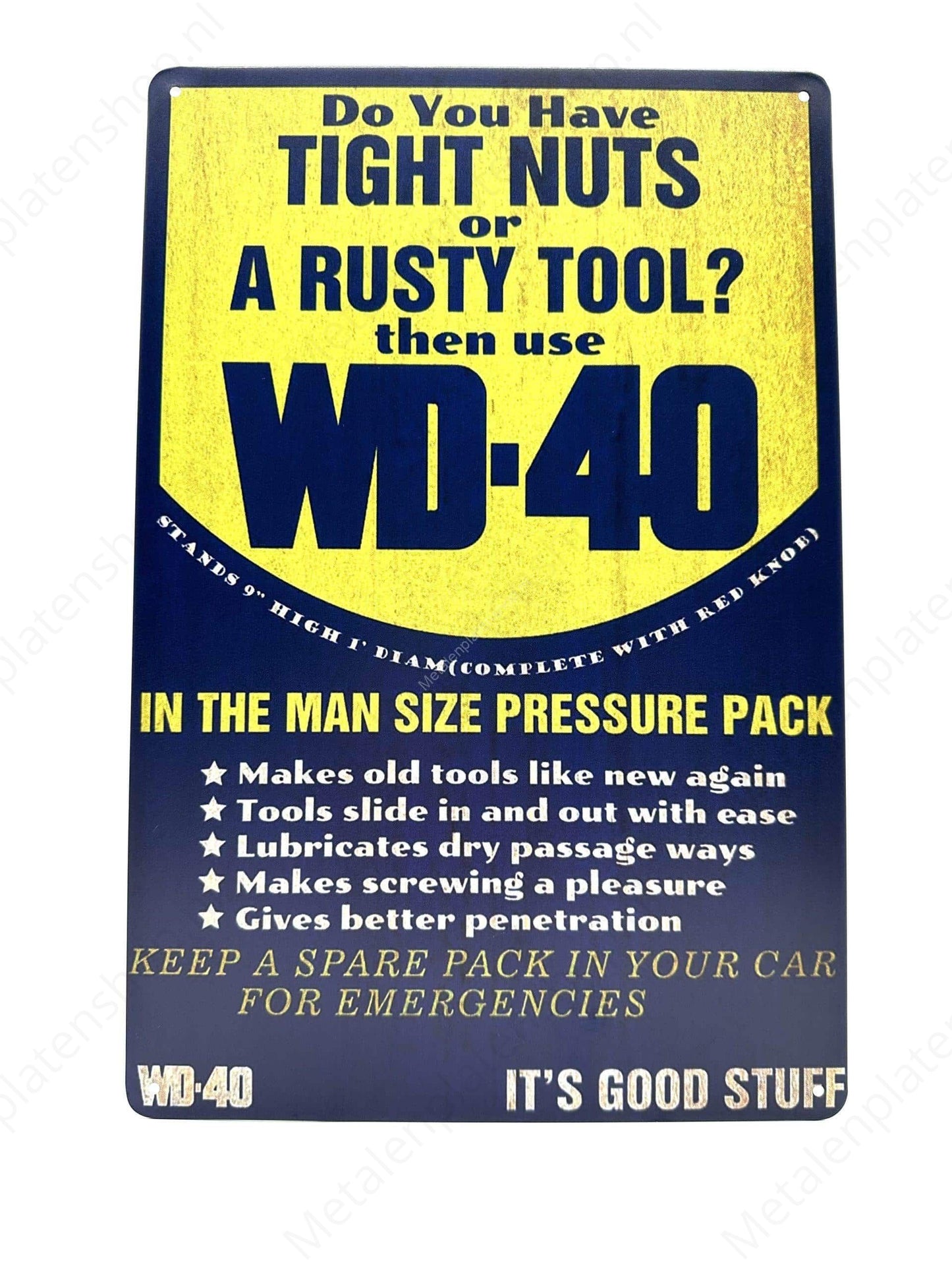 Do you have tight nuts - WD40 - Metal Wall Sign