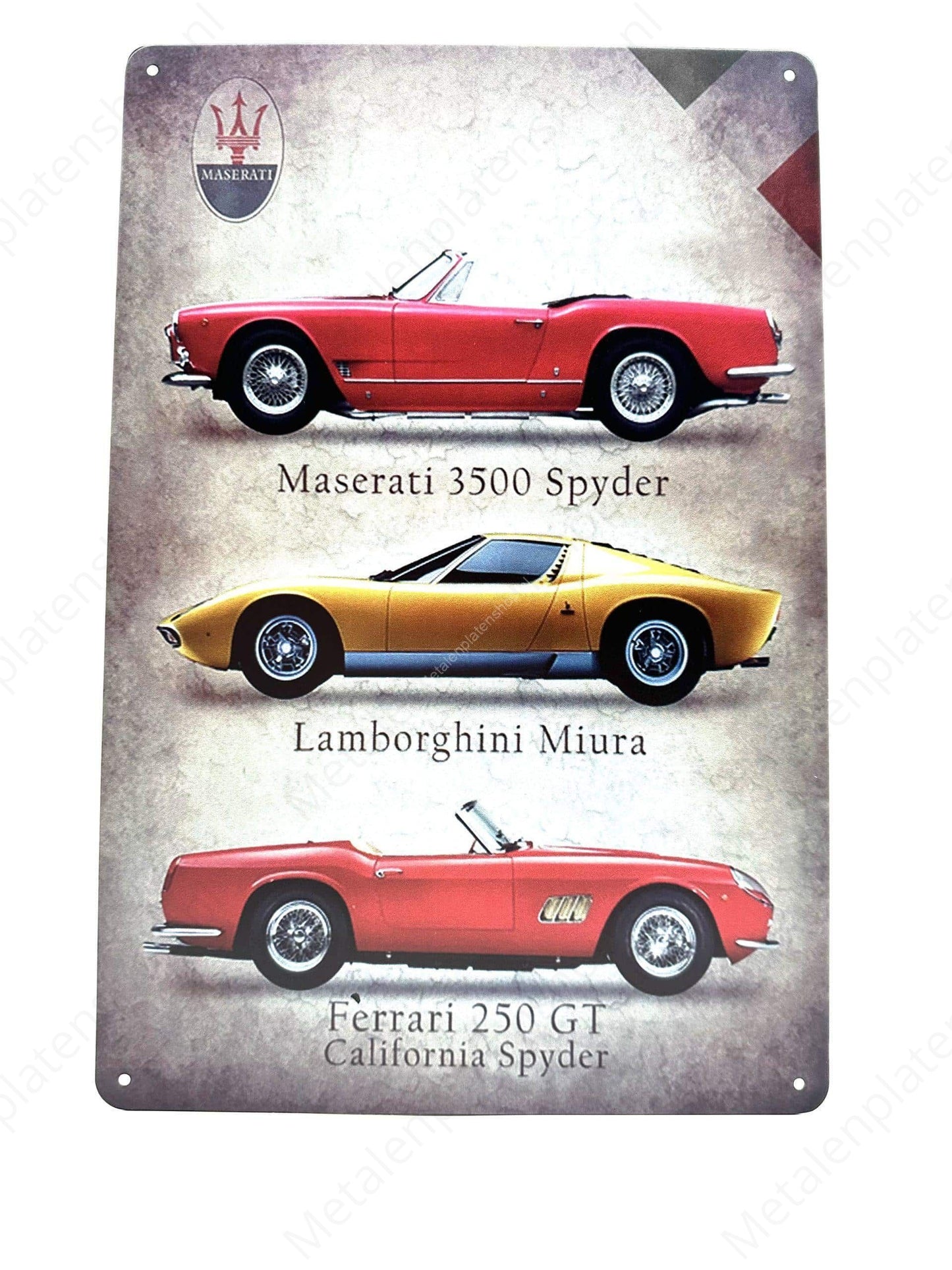 Lamborghini - Maserati - Ferrari - Metal Wall Sign
