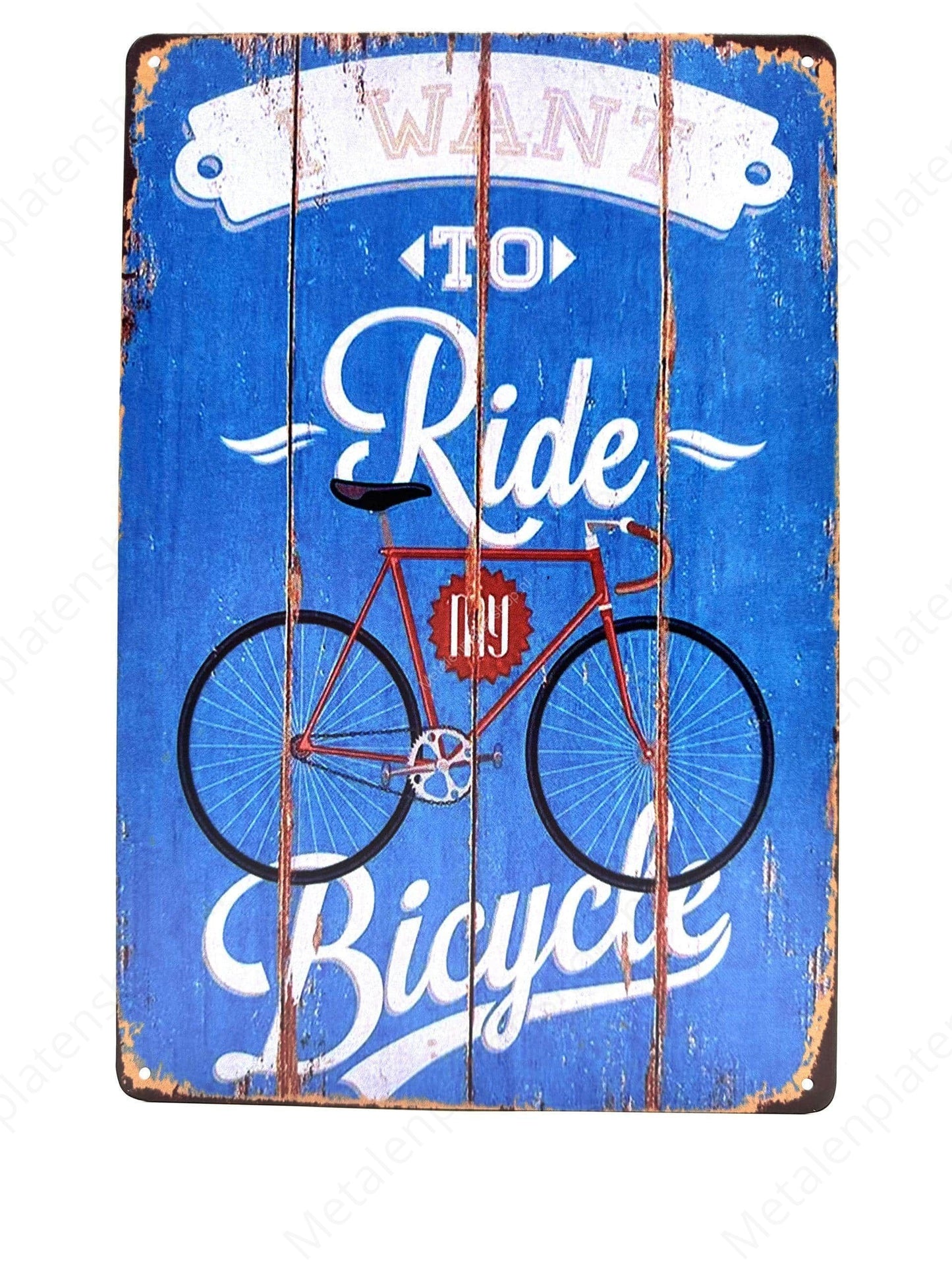 Riding is fun - Premium Quality Bicycle - Metalen Wandbord
