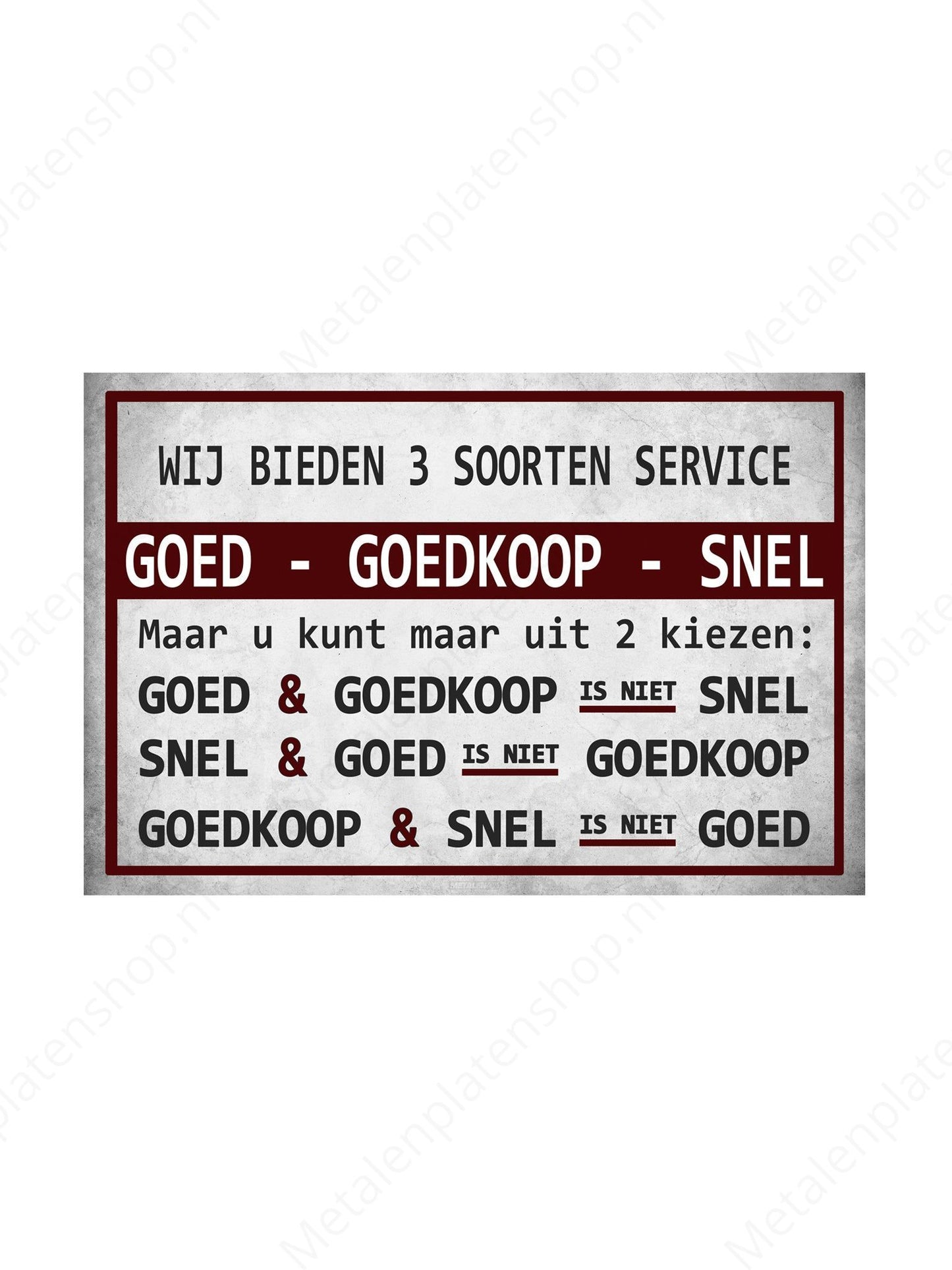 3 Arten von Service - Blechschild