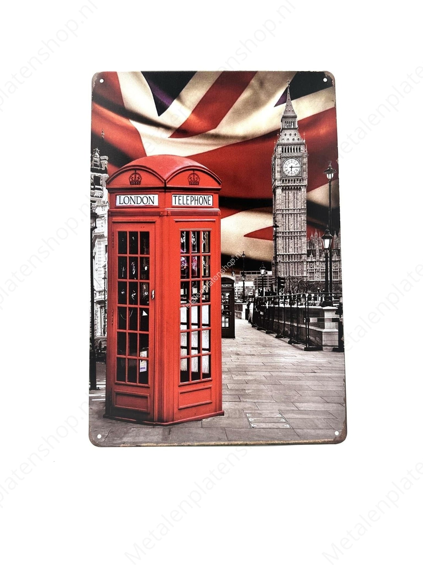English Telephone Box - Metal Wall Sign
