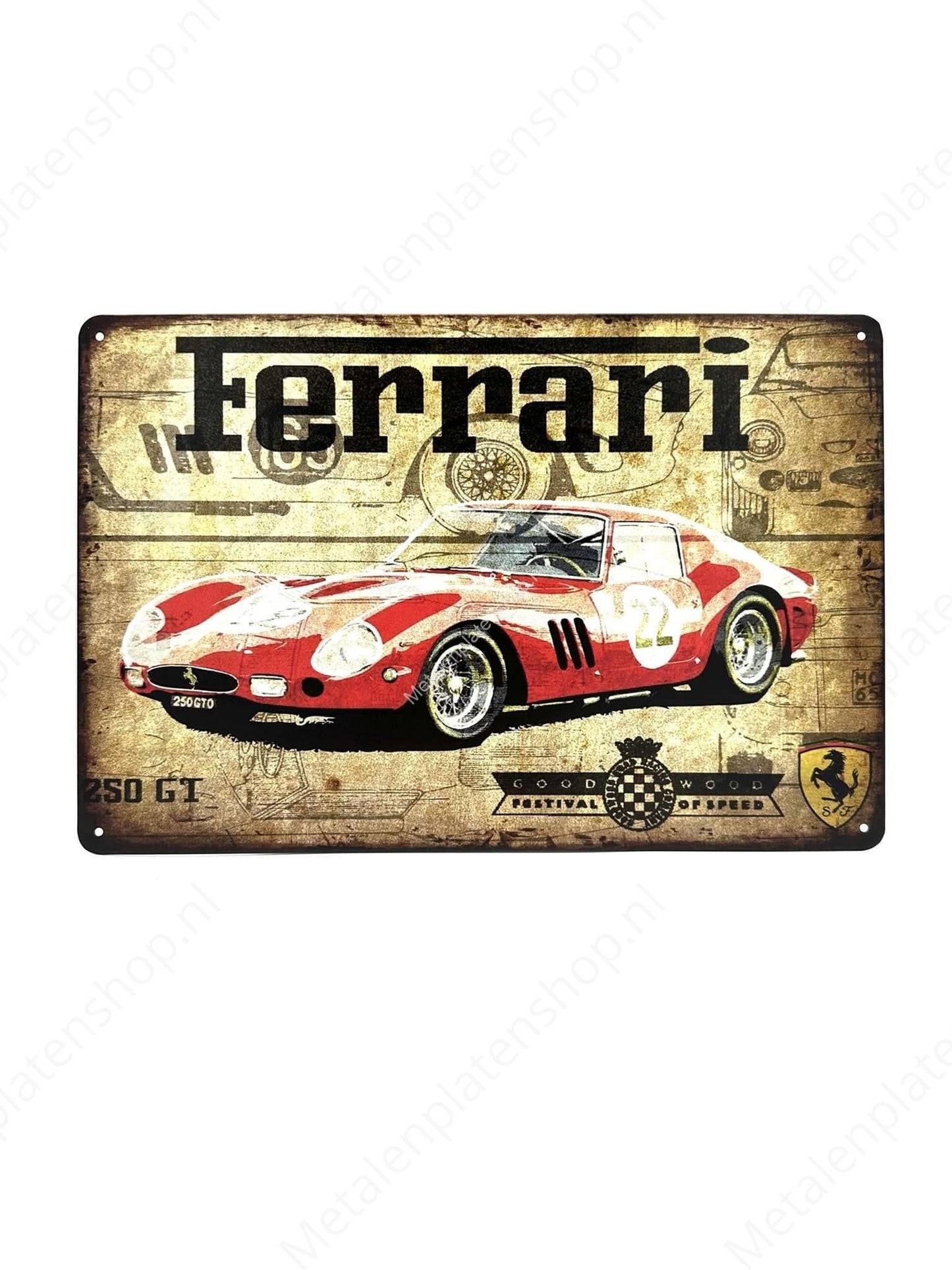 Old Ferrari 250 GT Vintage - Car - Metal Wall Sign