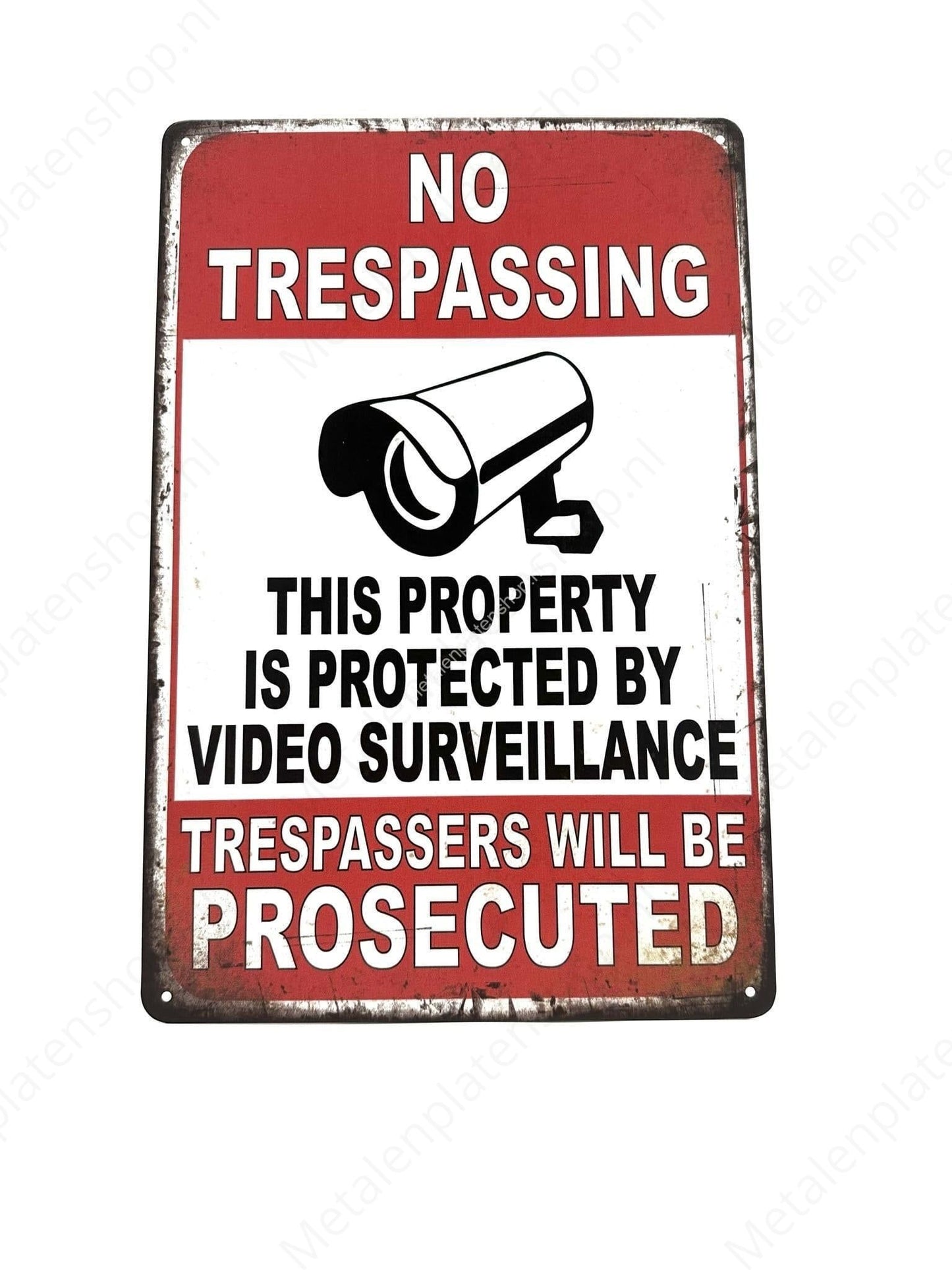 No Trespassing Video - Metal Wall Sign