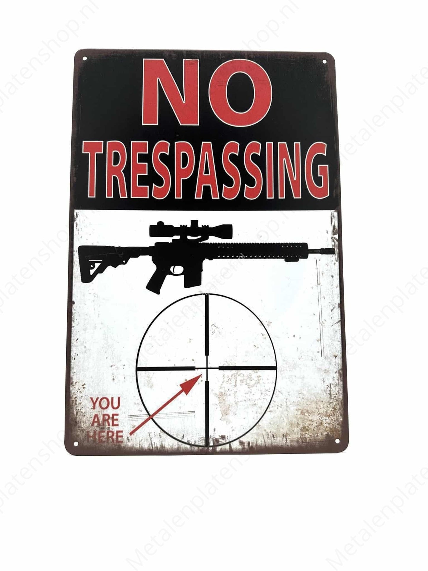 No Trespassing - Sniper - Metal Wall Sign
