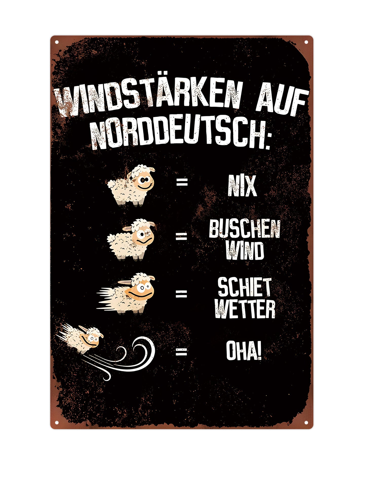 Windstarken auf Norddeutsch - Metallwandschild