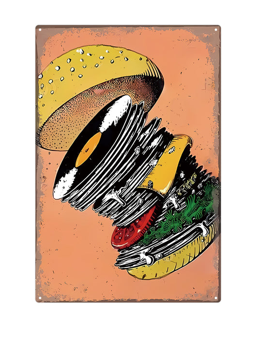 Vinyl Burger - Metalen wandbord