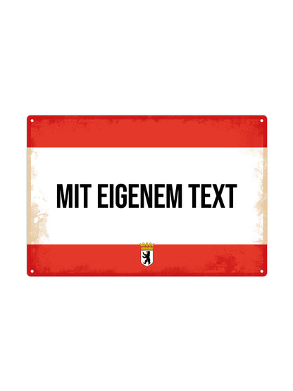 Berlin - Mit eigenem Text - Wandschild aus Metall