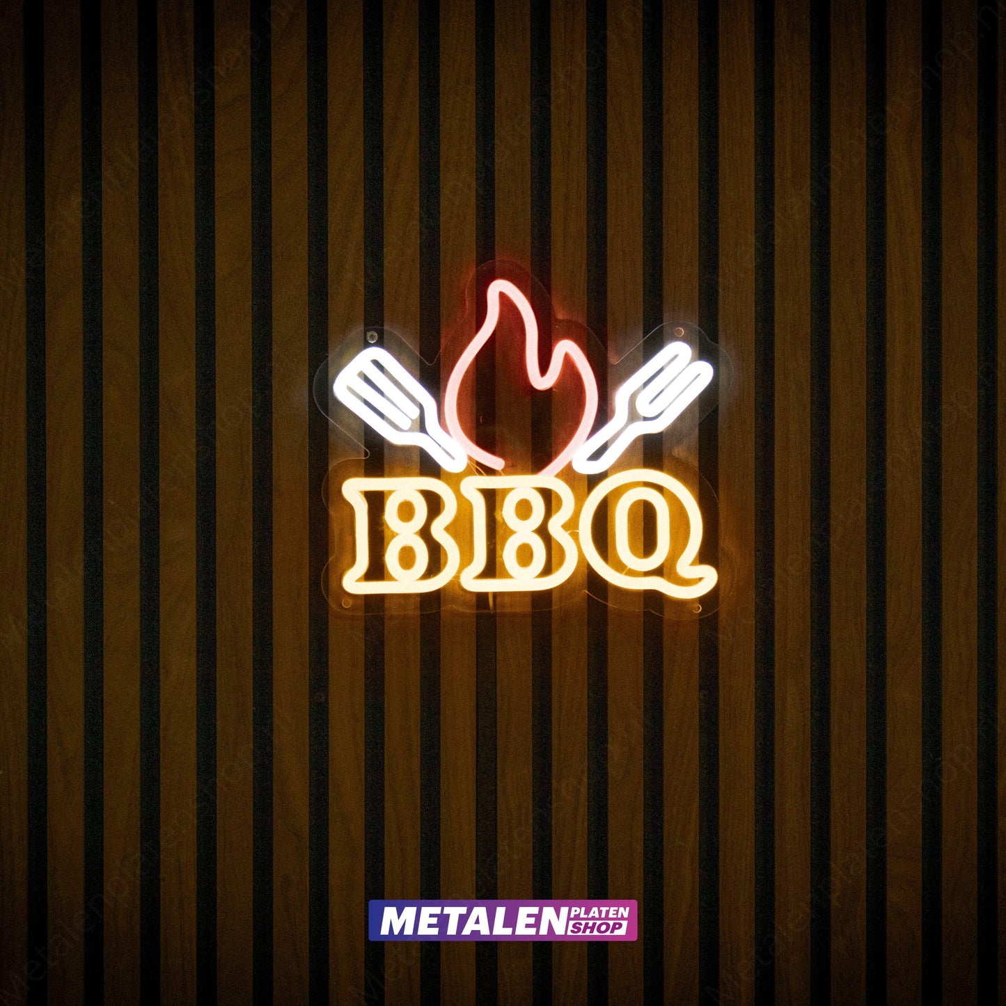BBQ Flamme - Neon Schild - LED 