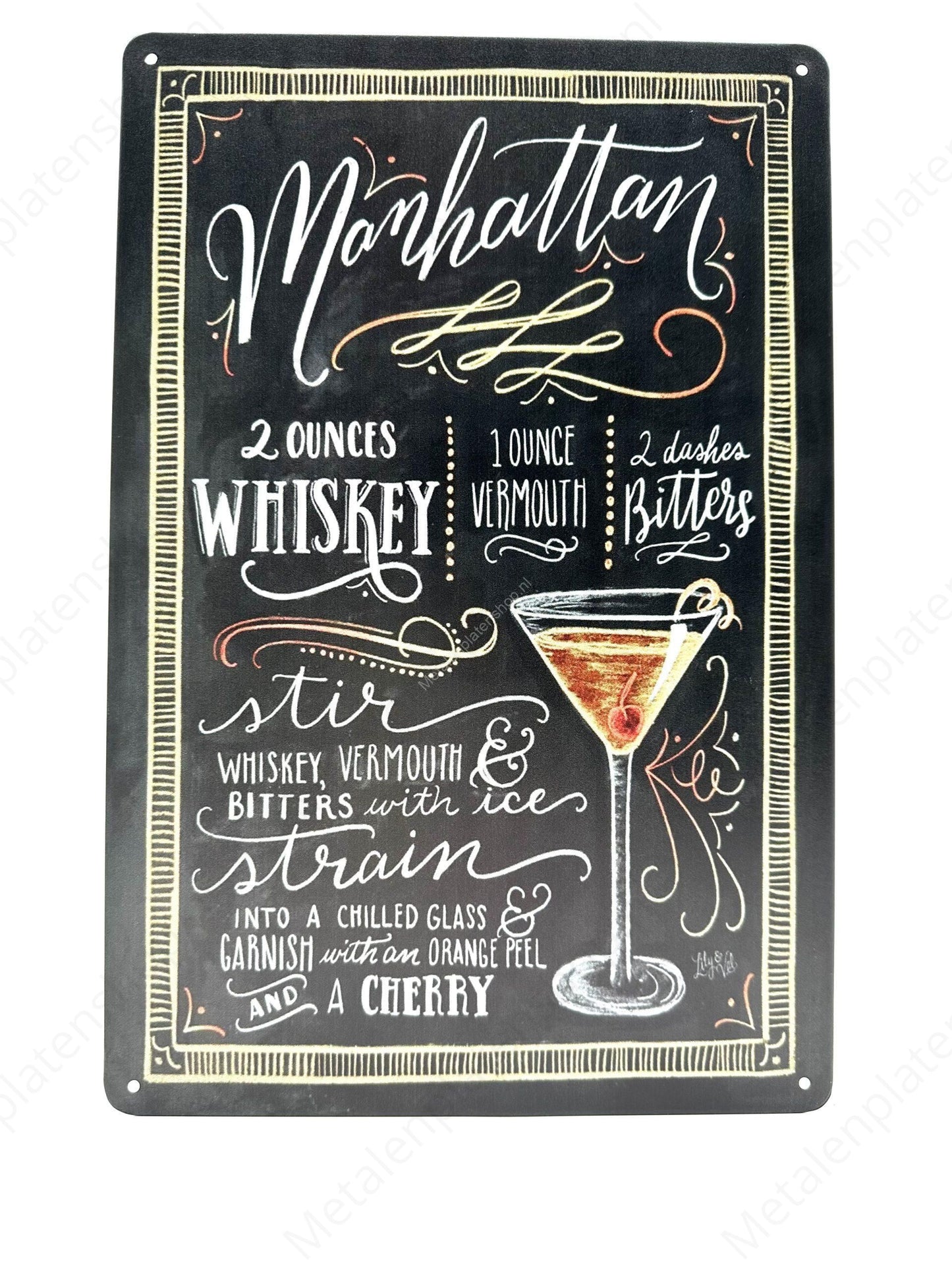 Manhattan Cocktail - Metal Wall Sign