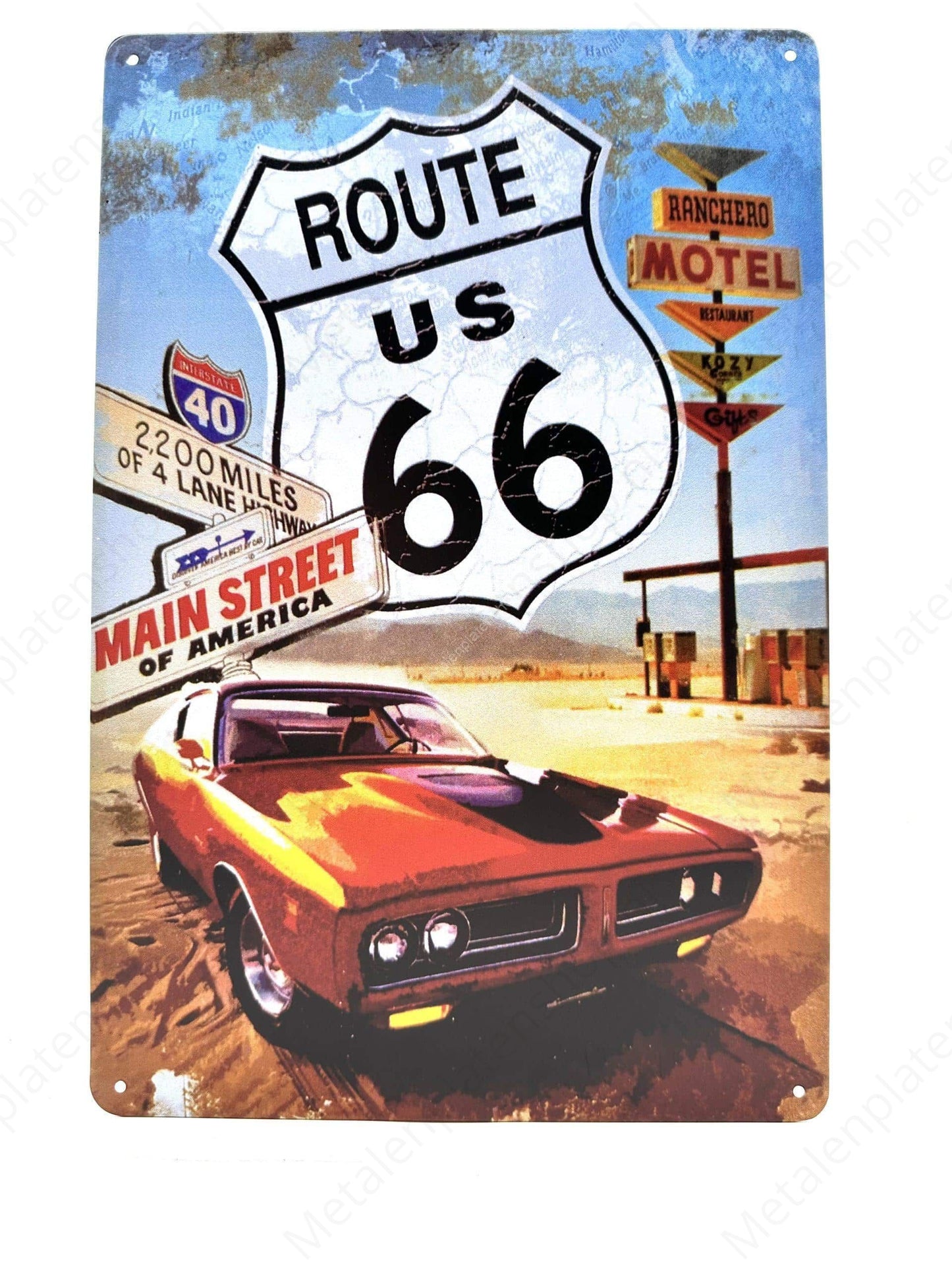 Route US 66 - Metal Wall Sign