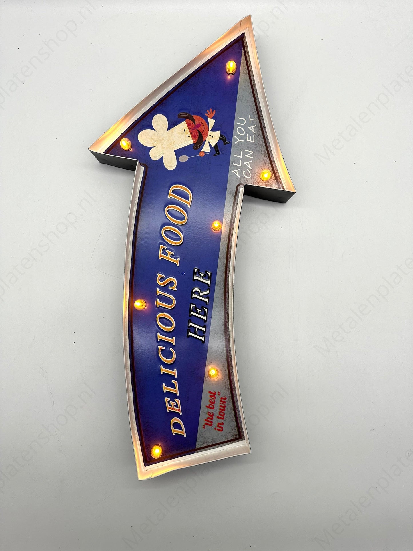Metal Light Sign - Delicious Food Here - LED lighting