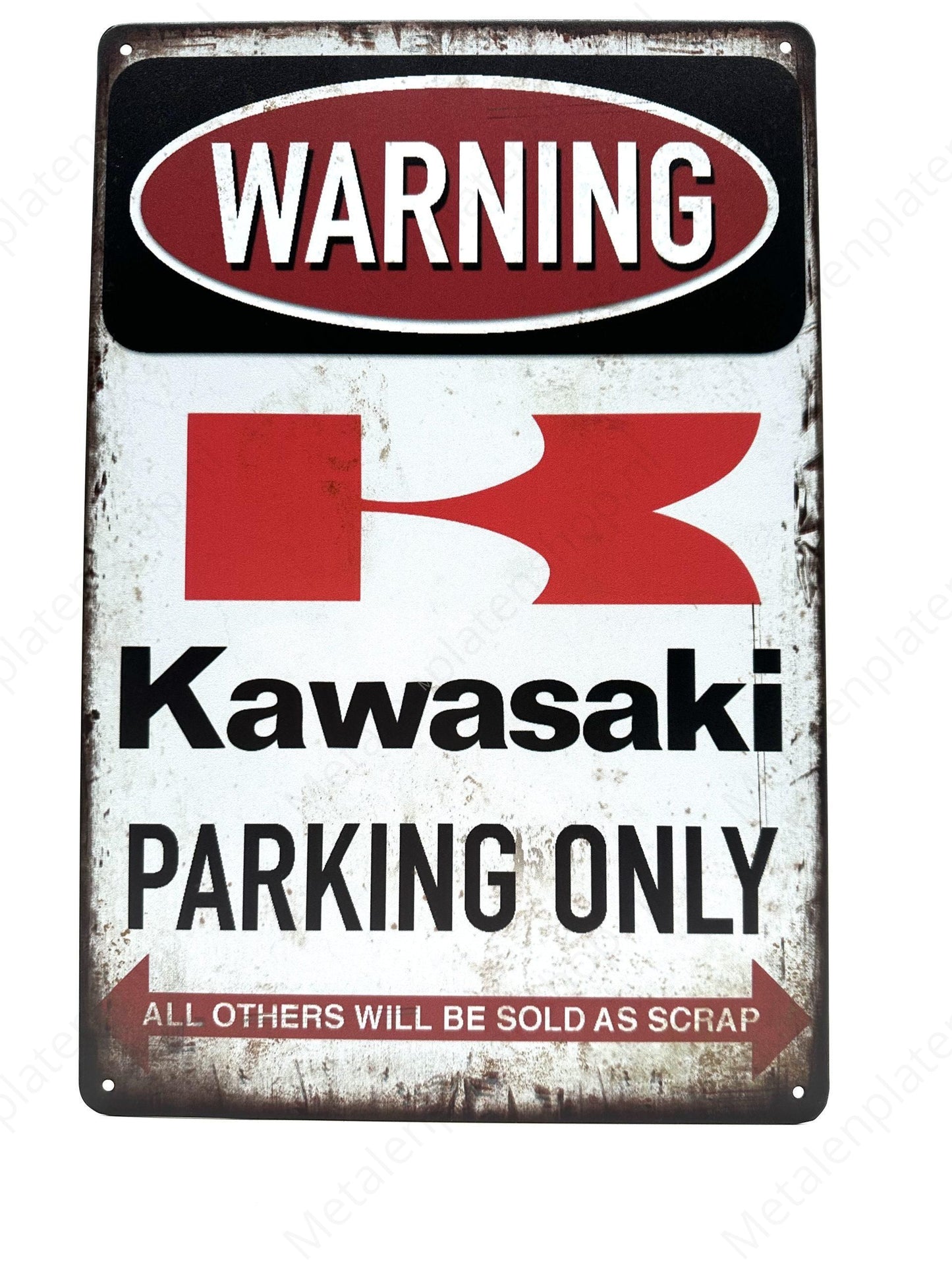 Achtung Kawasaki Parking Only – Metall-Wandschild