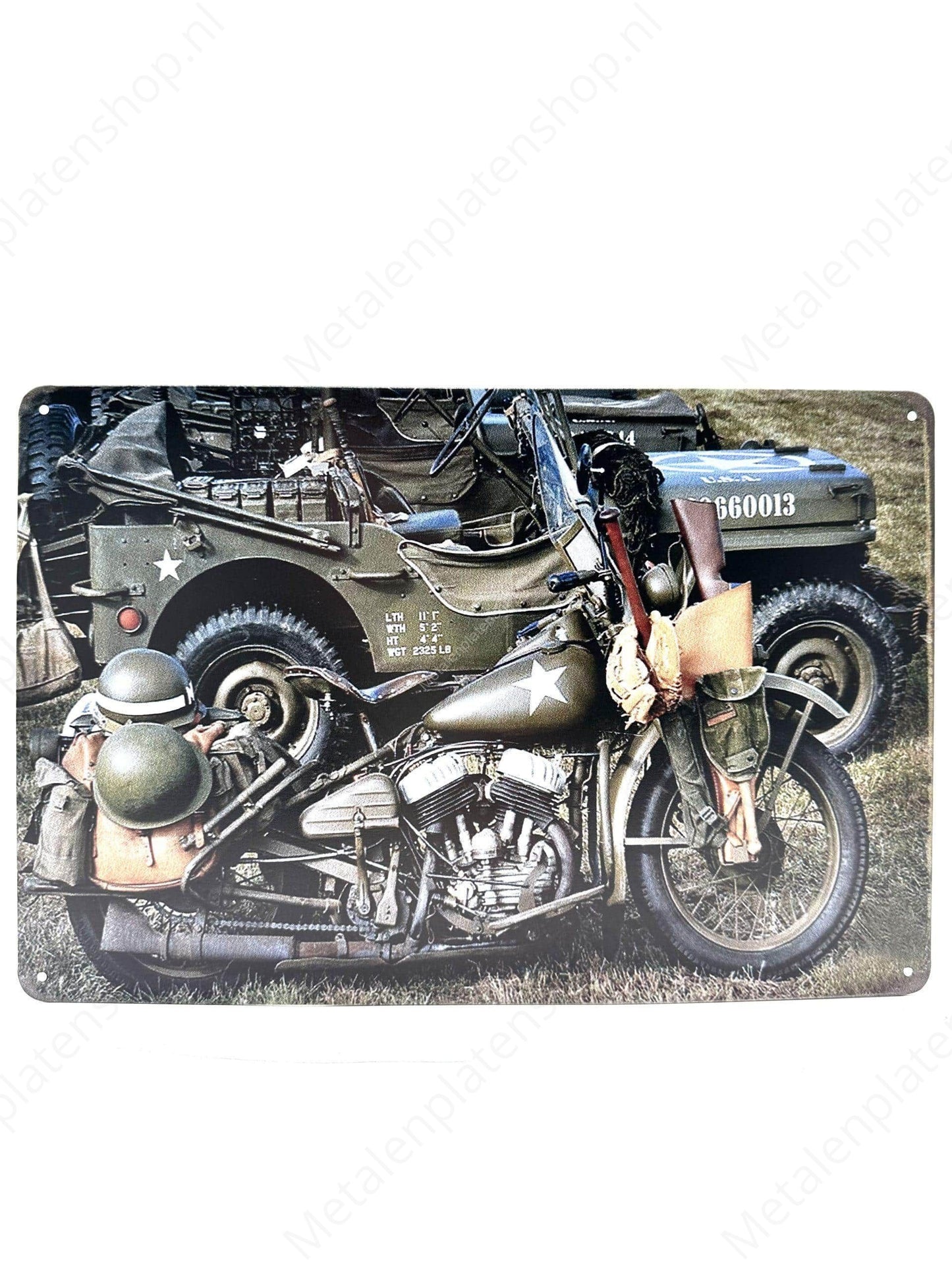 Army Motorrad und LKW - Metall Wandschild