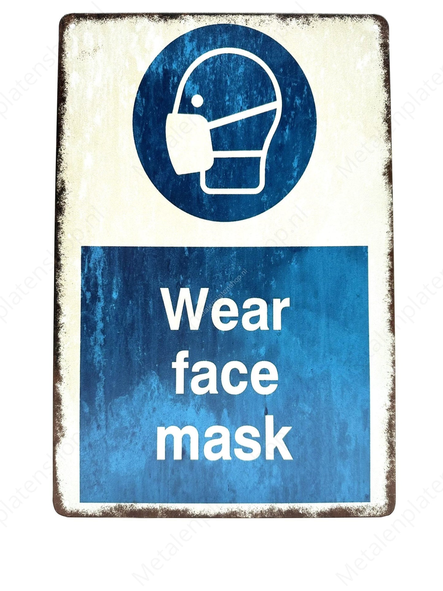 Wear face mask - Metalen Wandbord