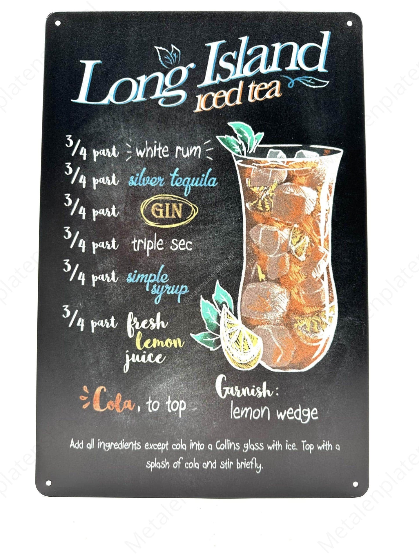 Long Island Iced Tea – Metallwandschild