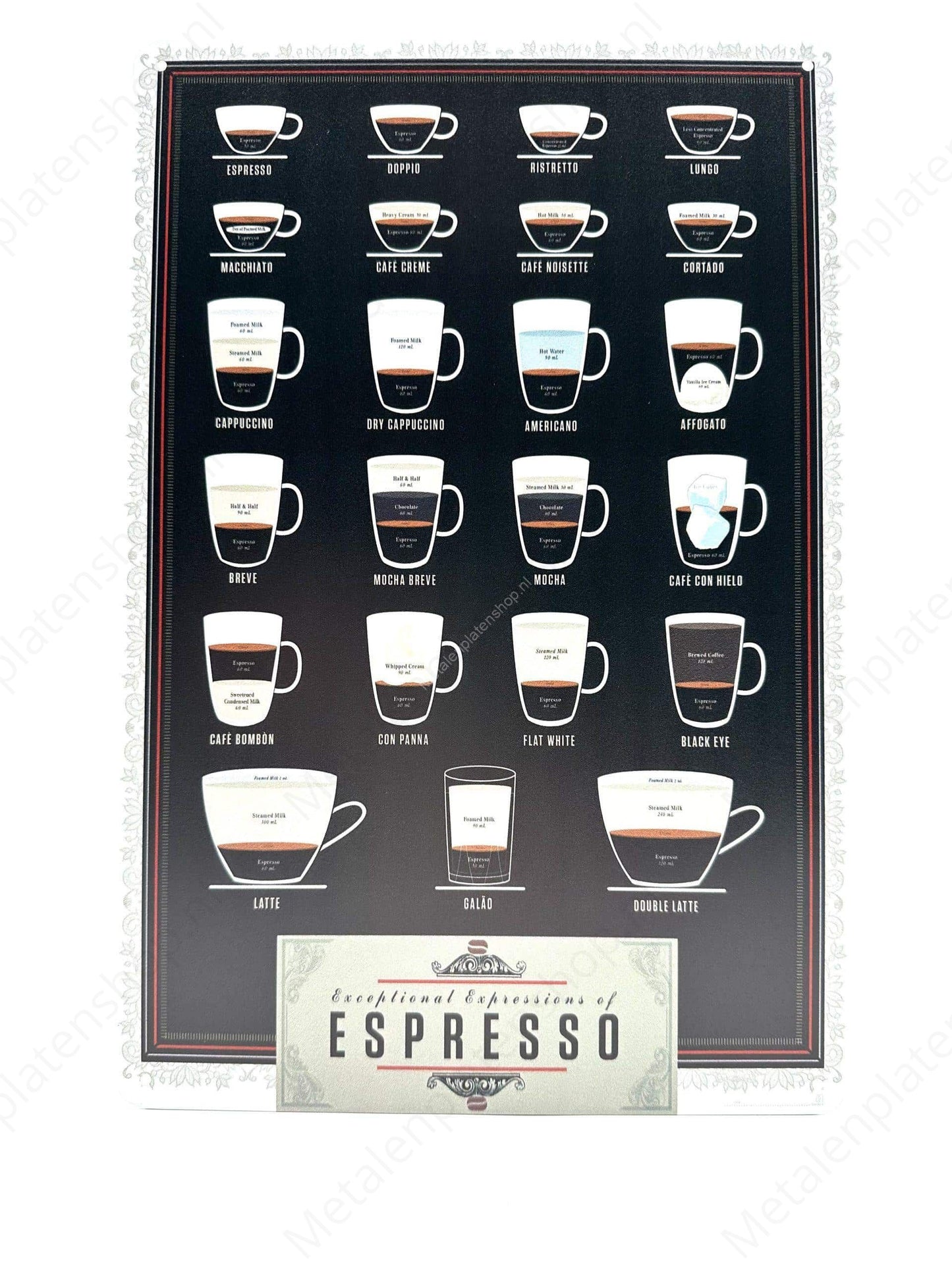 Espresso - Metallwandschild