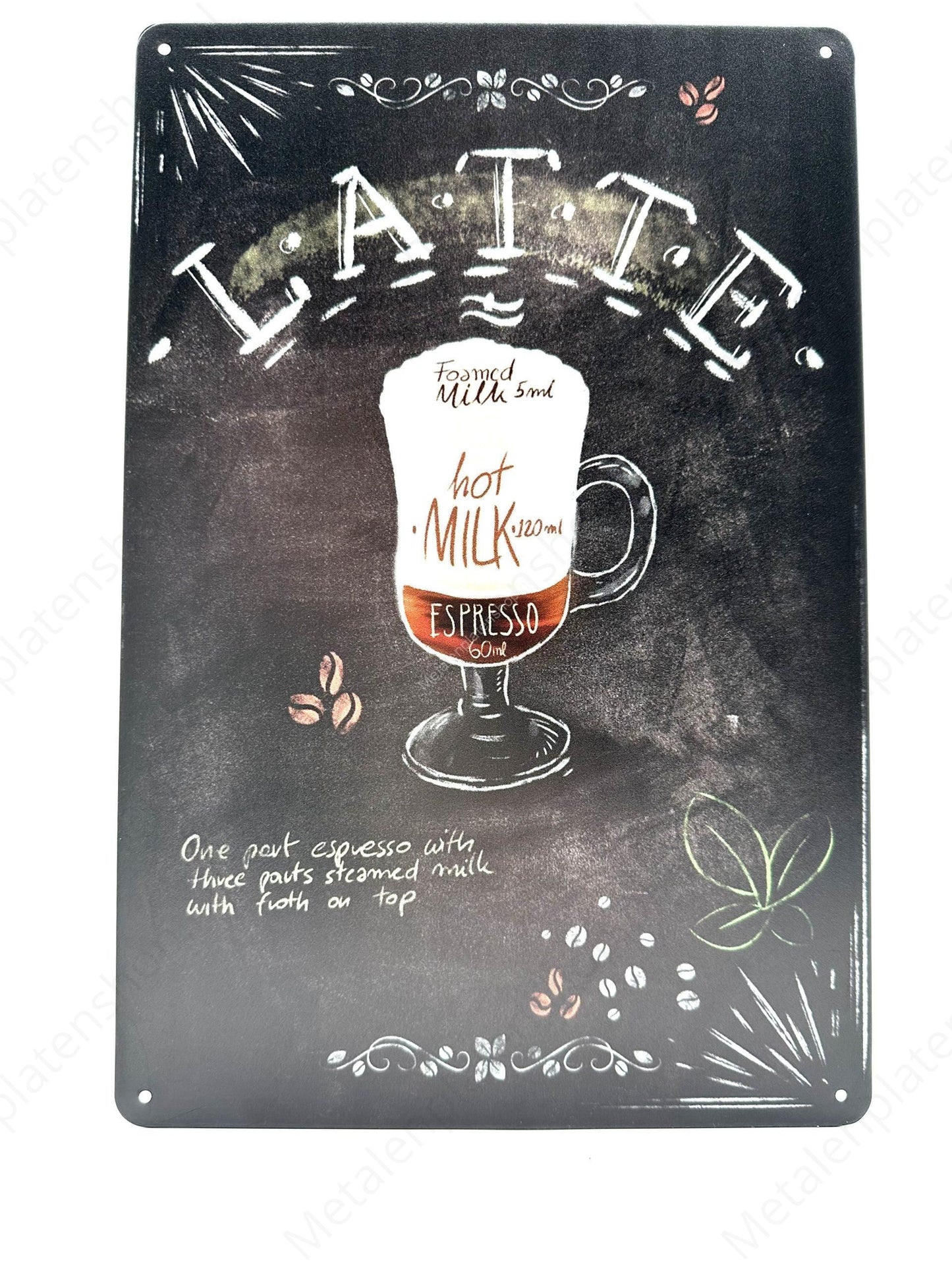 Latte Coffee - Metal Wall Sign
