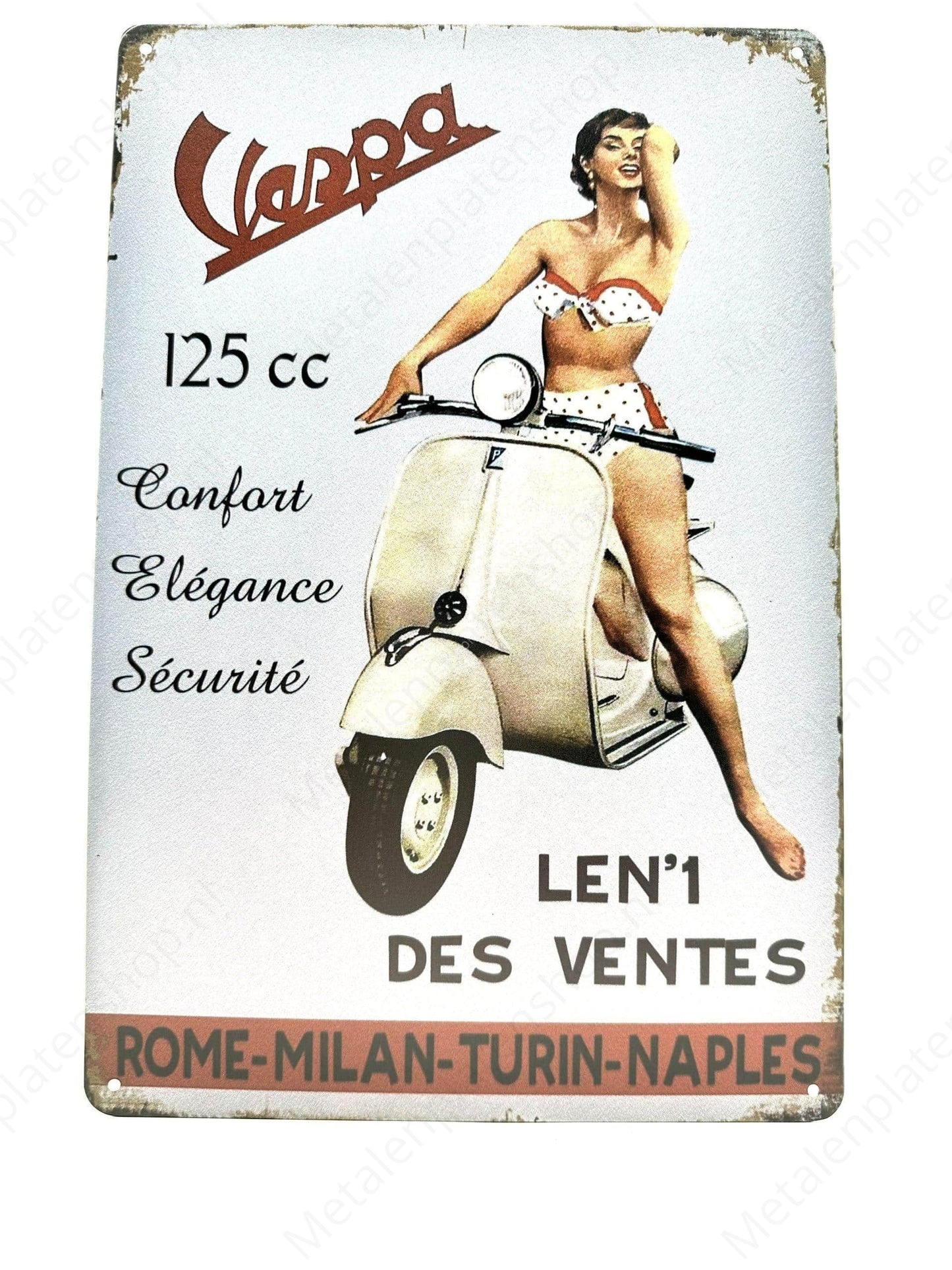 Vespa 125 ccm - Metallwandschild