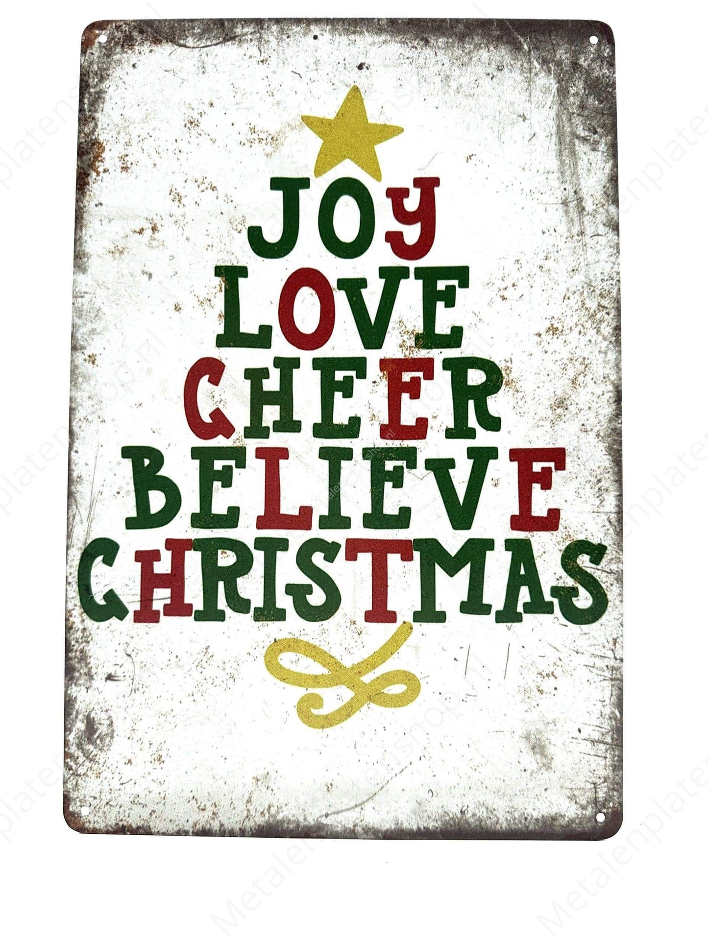Joy Love Cheers - Christmas - Metal Wall Sign