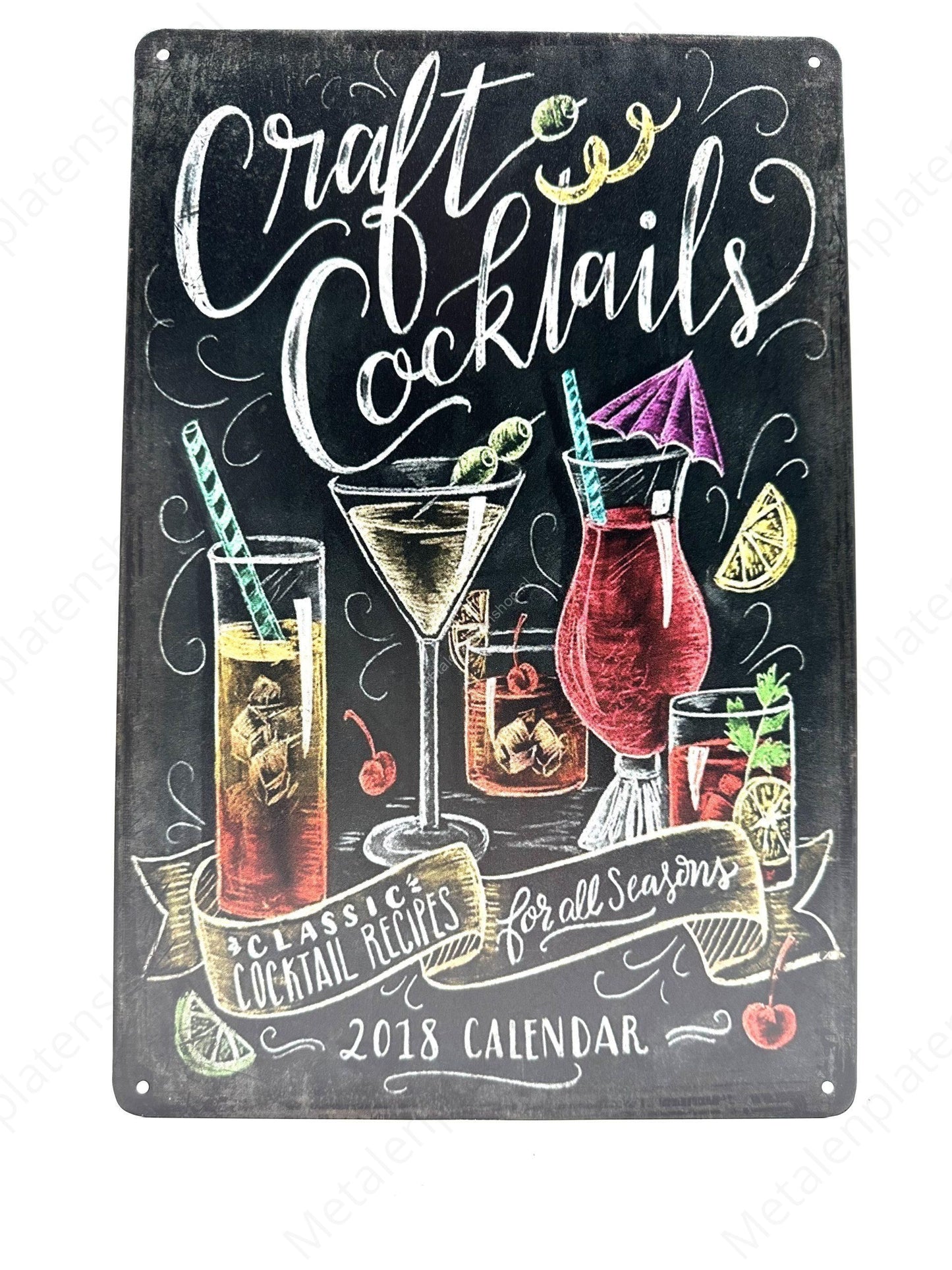 Craft Cocktails - Metal Wall Sign