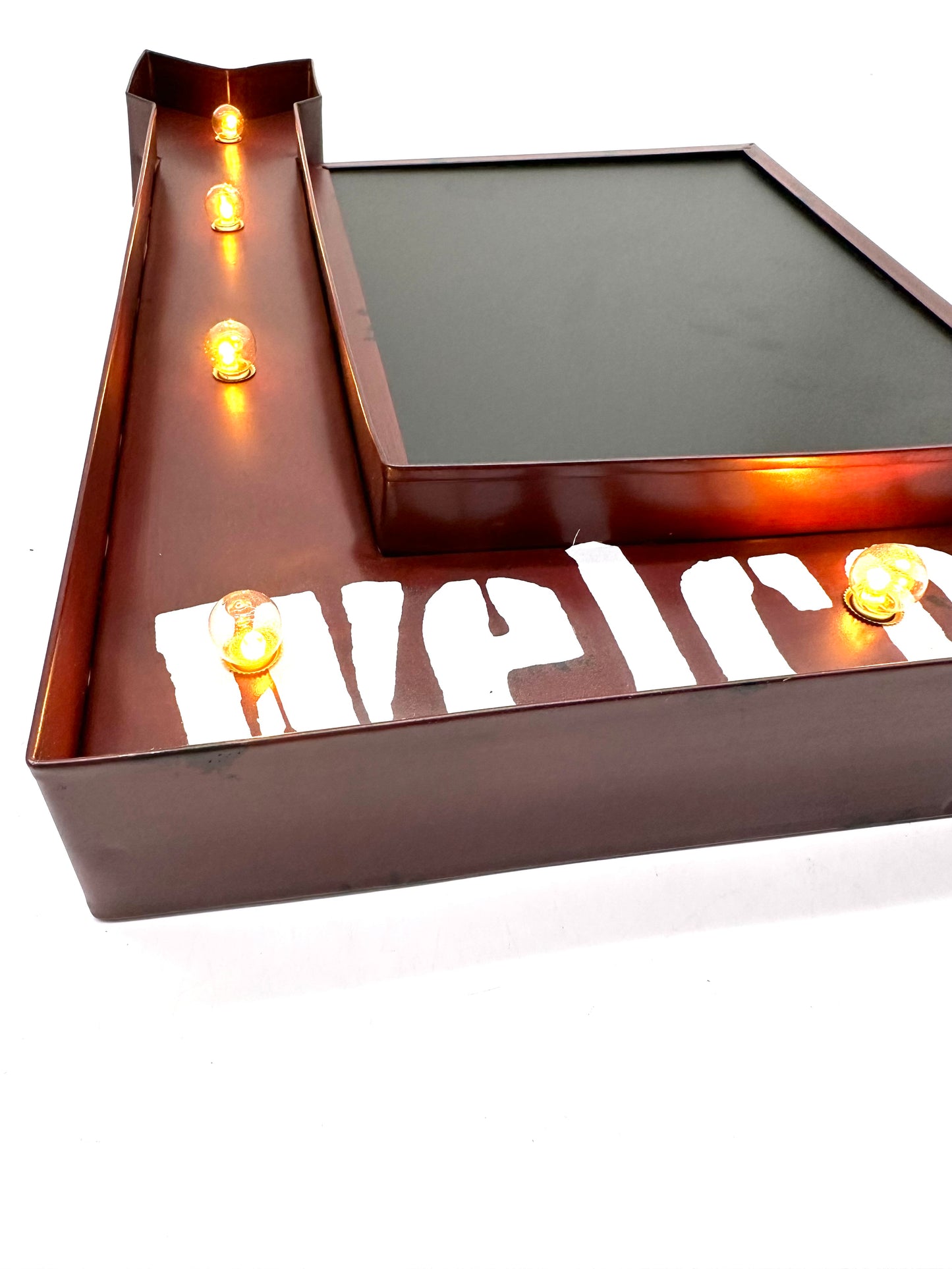 Metal Light Sign - Welcome with Chalkboard - LED lighting
